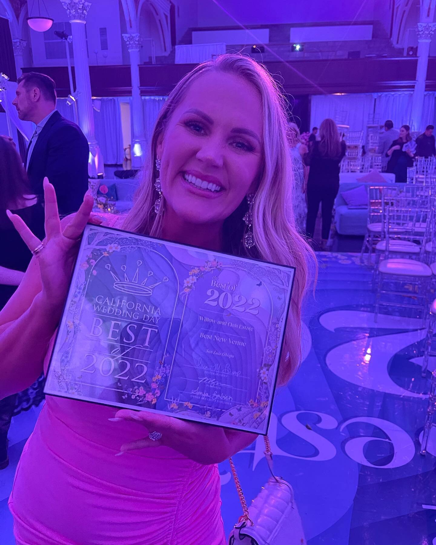 The hard work paid off! @californiaweddingday Best of 2022 - Best New Venue. I am so proud. So honored. So shocked. Just to be a finalist amongst these amazing venues was an honor - but to bring this HOME!!!! I can&rsquo;t 😭 this one&rsquo;s for you