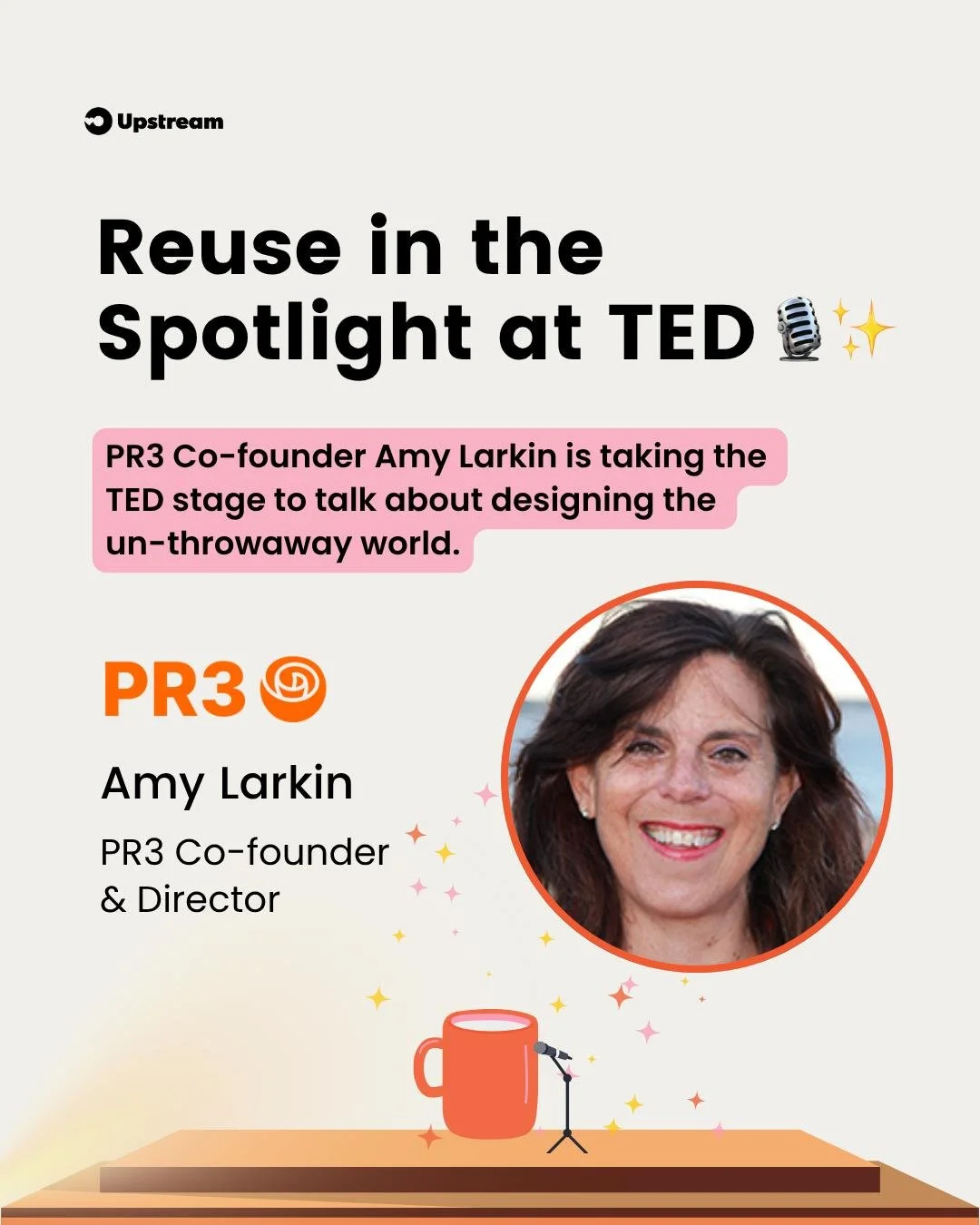 Reuse is hitting the TED stage 🎤🍽️✨

On November 16th, PR3 Co-founder &amp; Director Amy Larkin will deliver a TED Talk at MIT on what it takes to design an un-throwaway world.

She&rsquo;ll be putting reuse front and center: highlighting how it ad