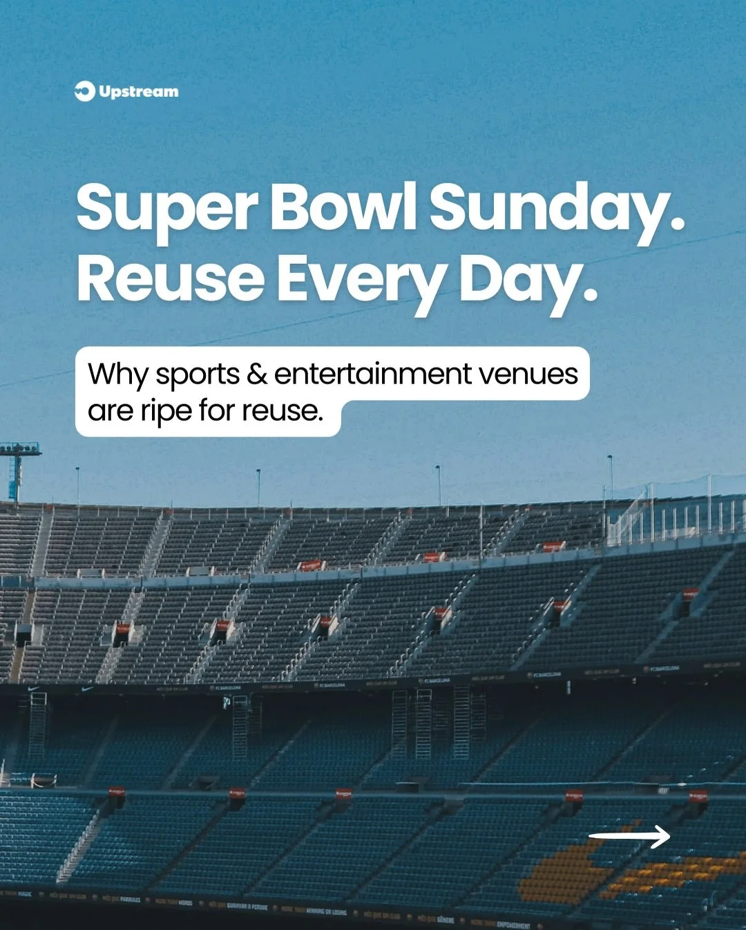 It&rsquo;s Super Bowl season. Fans are thinking about touchdowns and Bad Bunny&rsquo;s half-time show. At Upstream we&rsquo;re thinking about reusable cups ☕️✨🏈
️
With tens of thousands of fans served in a single event, sports and entertainment venu