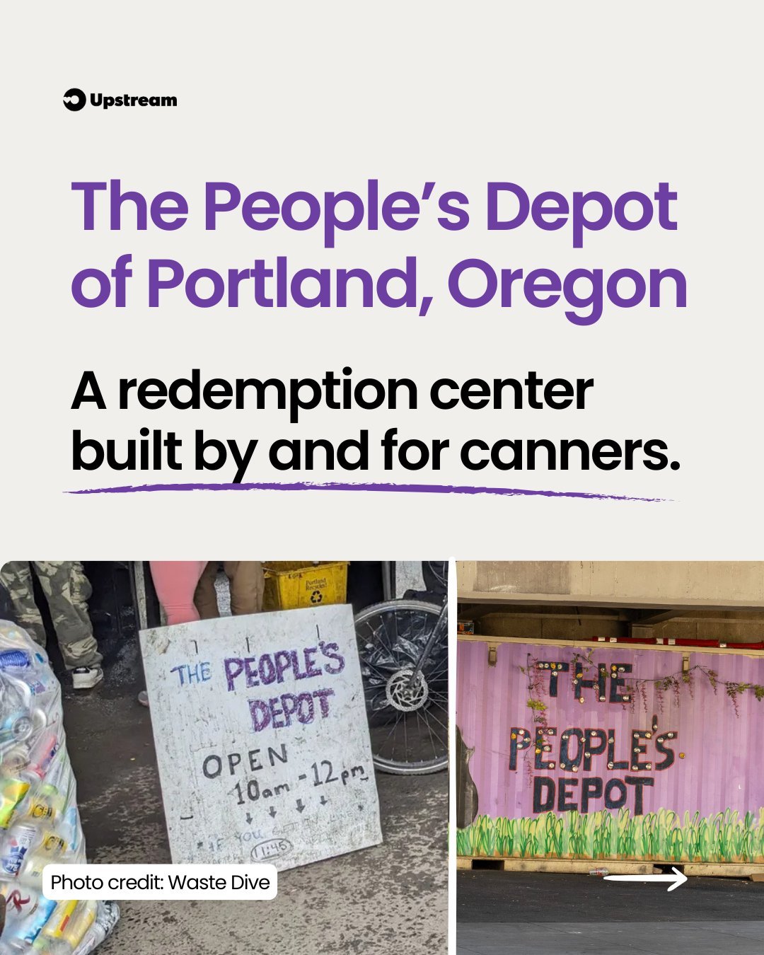 In Portland, The People&rsquo;s Depot is rethinking what a redemption system can look like 🧡

The depot creates formal jobs with benefits for canners while making container redemption faster and more accessible. It&rsquo;s a model that values the ex