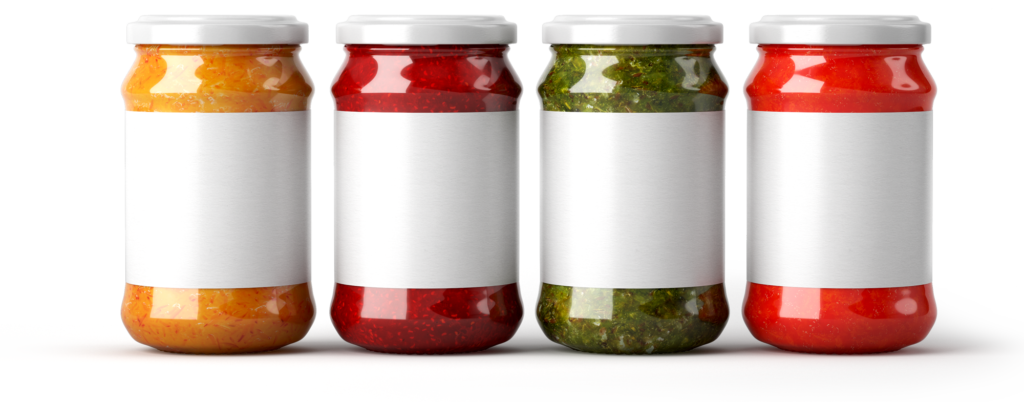 row of unbranded jam jars