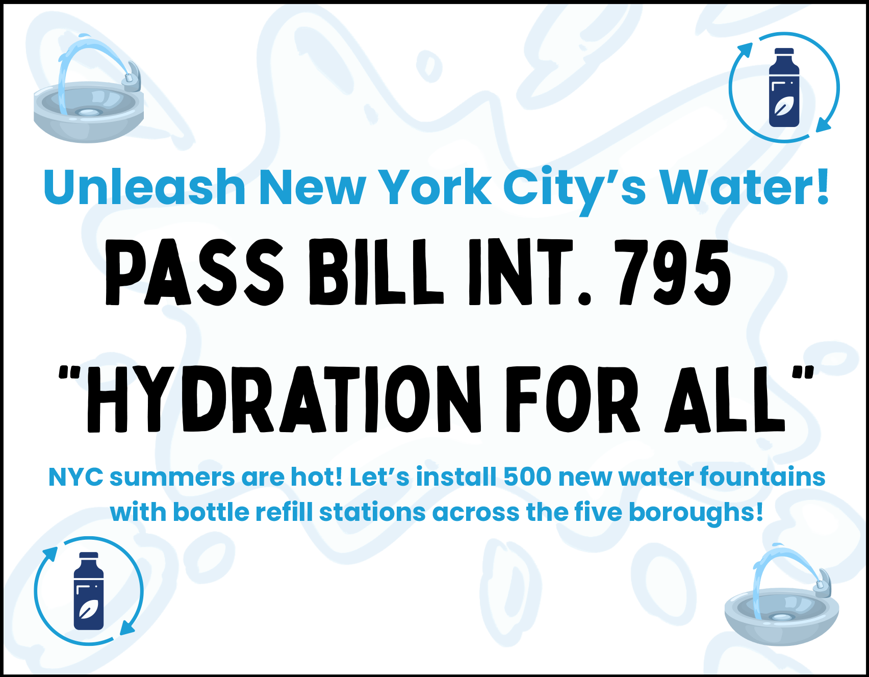 campaign postcard promoting water refill stations in New York City