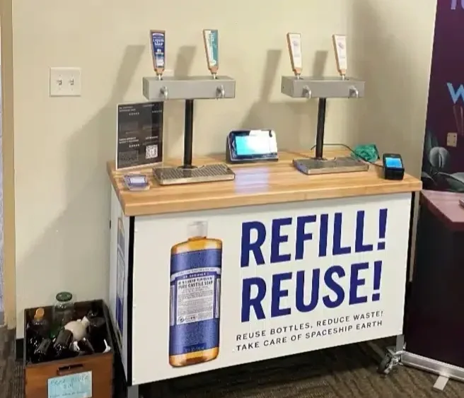 Dr. Bronner soap refill station