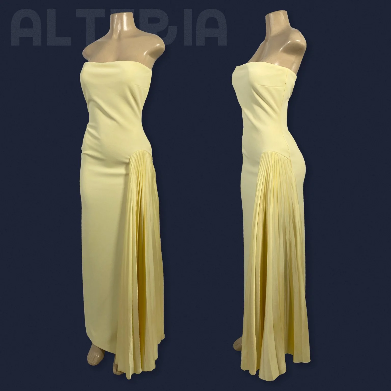 A photo of a dress dyed yellow, dress dyeing service near me, Orlando, FL 