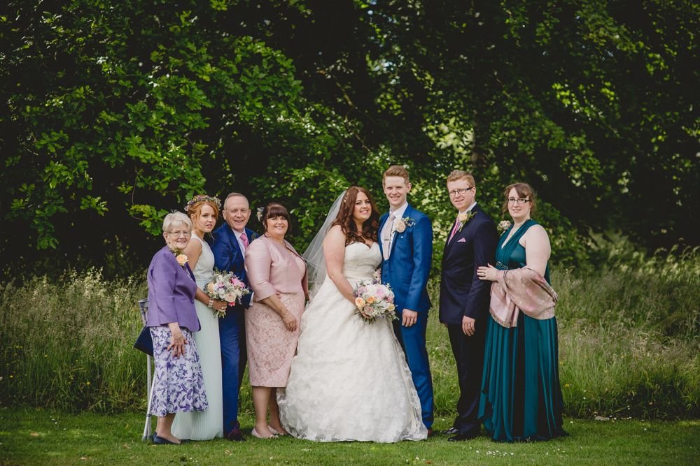bridal party in the grounds of Meols Hall