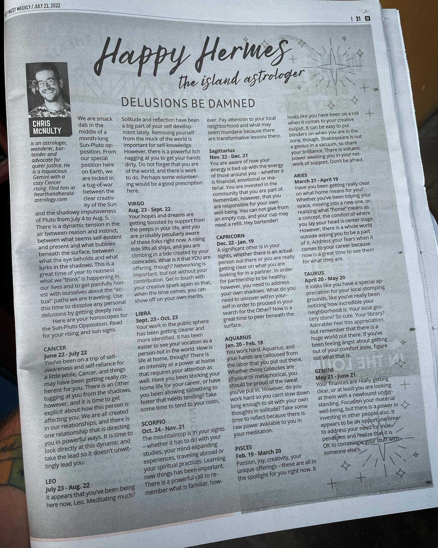 Happy Hermes Horoscopes for the Sun-Pluto opposition in this week&rsquo;s @keysweekly. Let me know if they hit!

If you are interested in a birth chart or timely transit reading, please don&rsquo;t hesitate to send my a DM.

#astrology #happyhermes #