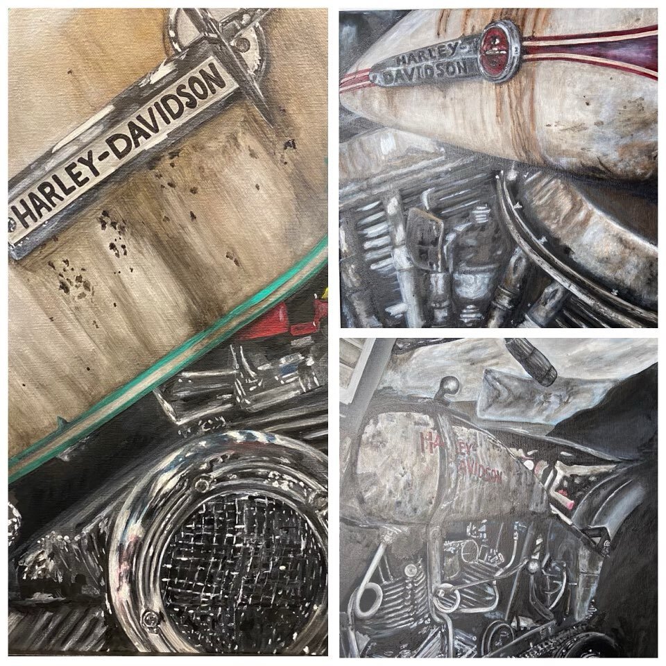 My Tank Series so far.  I am loving painting these !! #harleydavidson #motorcycles #motoart #motorcycleart #artlife #artist #artistsoninstagram www.create-es-me.com