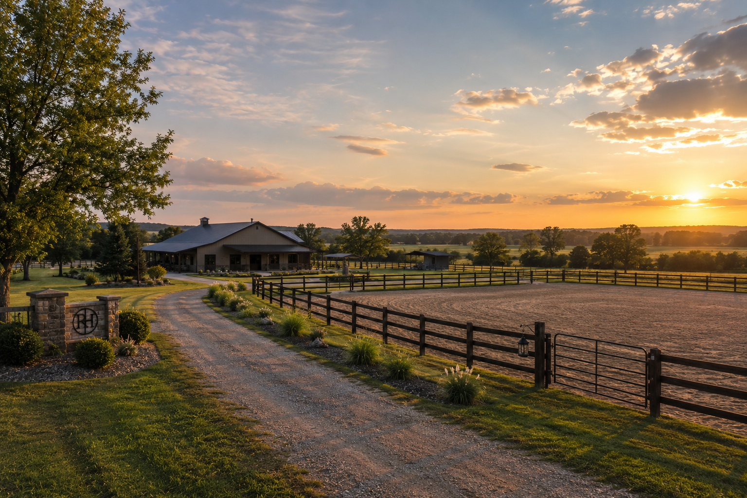 Ranch at sunset