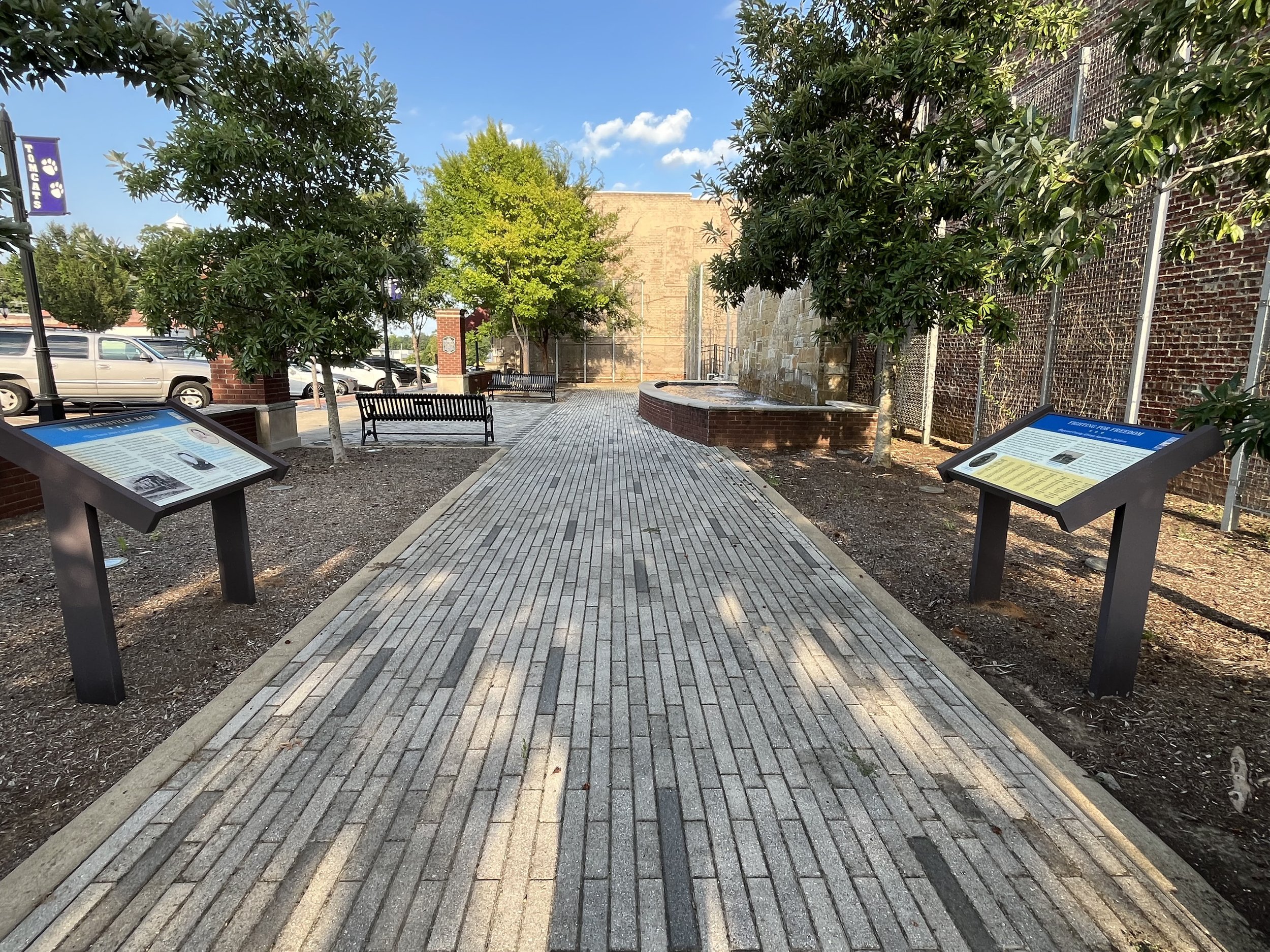 Tennessee Civil War Trails markers in downtown Brownsville, Tennessee