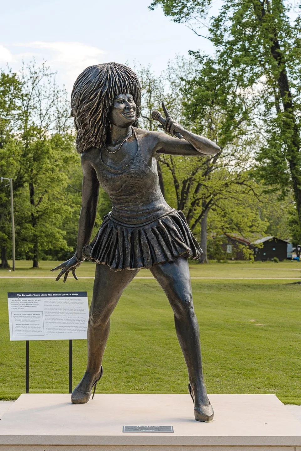 The Bronze Tina Turner statue sits in Heritage Park across from Carver High School, where she attended.