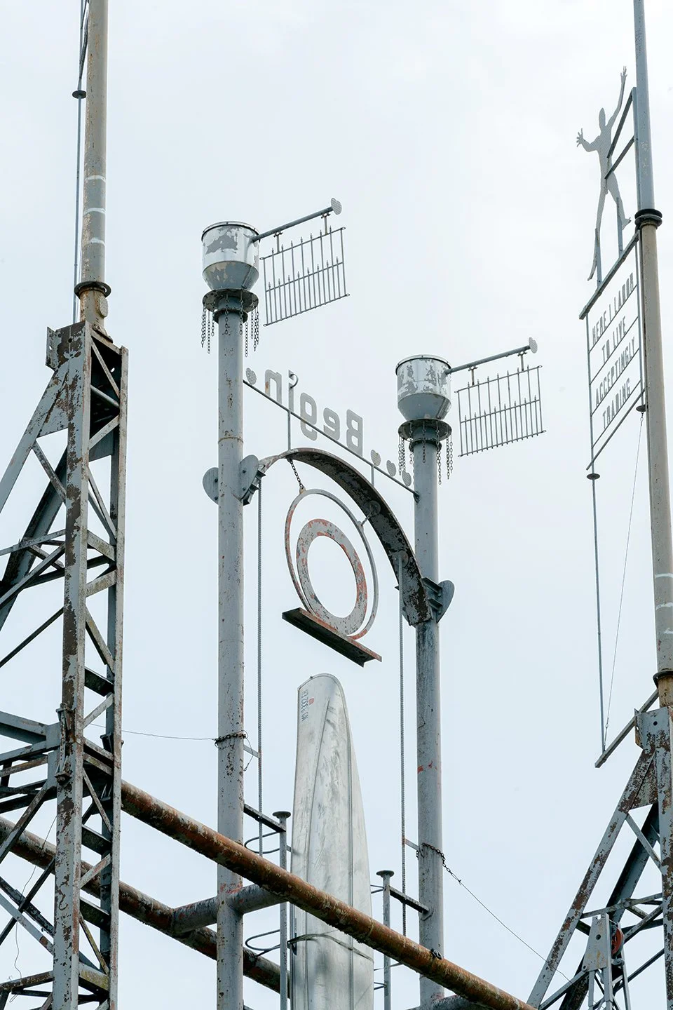 This more than 130 foot tall metal sculpture, The MindField, towers above West Main Street in Brownsville TN and is a work in progress by local artist Billy Tripp.