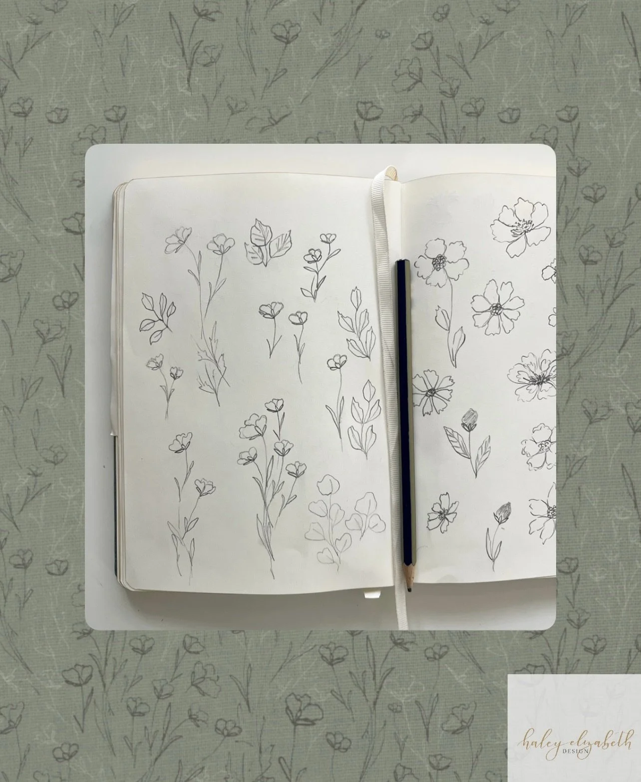 From pencil sketch to repeating pattern!

Swipe ➡️ to see a peek inside my sketchbook. It wasn&rsquo;t on my to do list today but I decided to scan some messy sketches and make a simple pattern this morning. This process will always bring me so much 