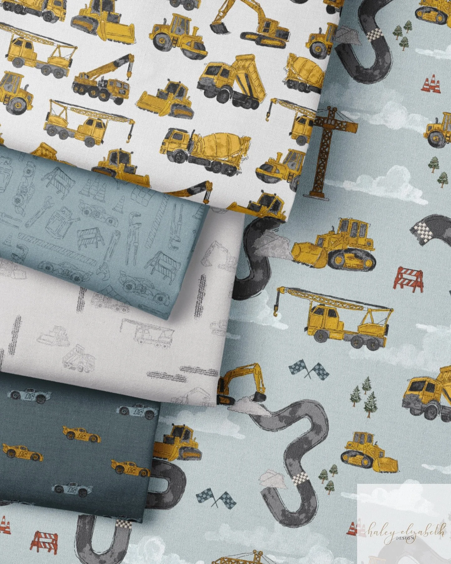 My collection &ldquo;Ready Set Build&rdquo; is coming soon to @carriagehouseprinteryfabric and @spoonflower 😍🥰 

Excited to see these designs come to life on fabric!