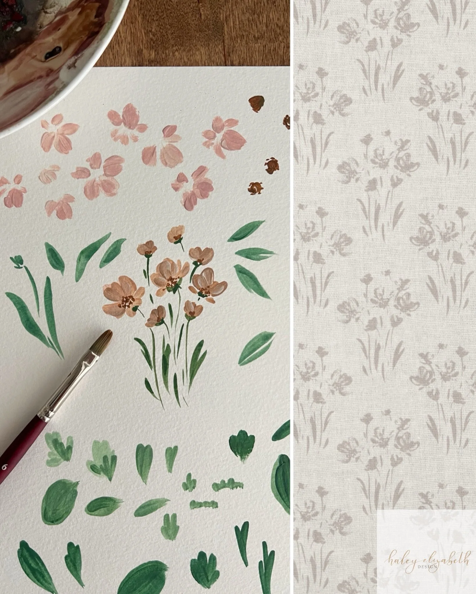 Painting ➡️ repeating pattern 👏🏼 being able to paint simple motifs and turn them into a beautiful pattern will always bring me so much joy😍 

Which color combo is your favorite?! ⬇️ I need to name her so if you have any name suggestions for this d
