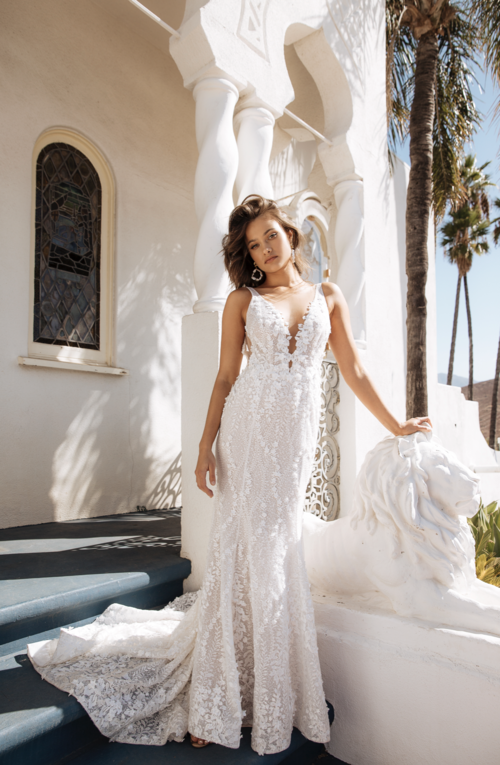 Texture, color and lots of sparkle are all on trend for wedding dresses  this season