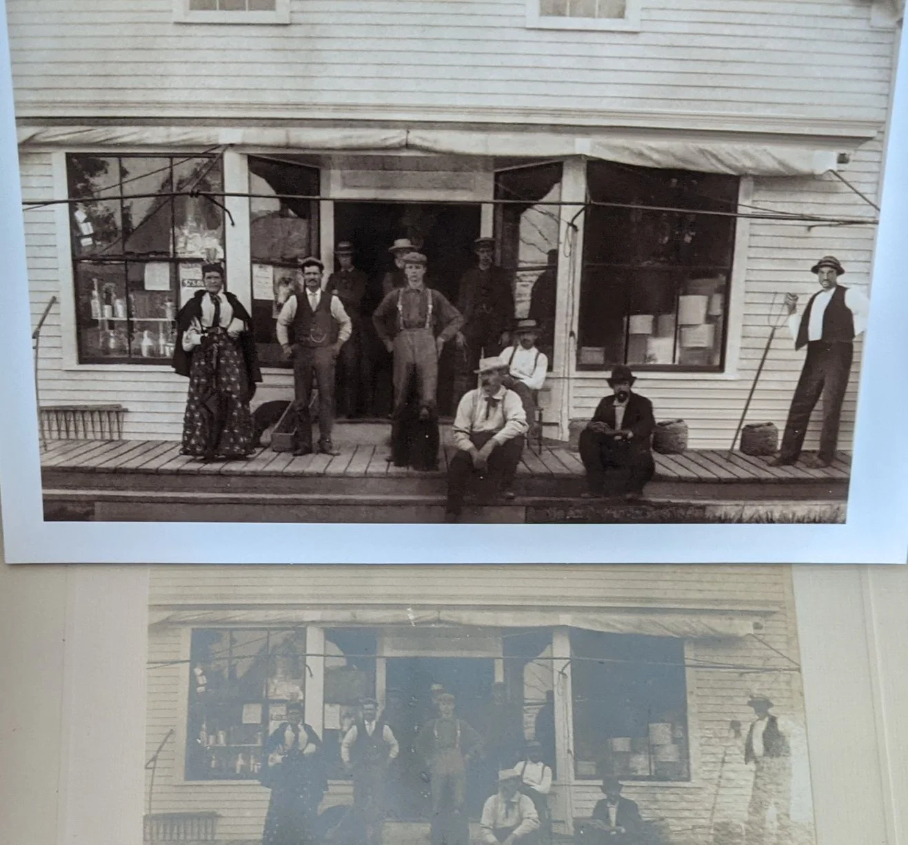 A faded photograph paired with a restored version of the same image.