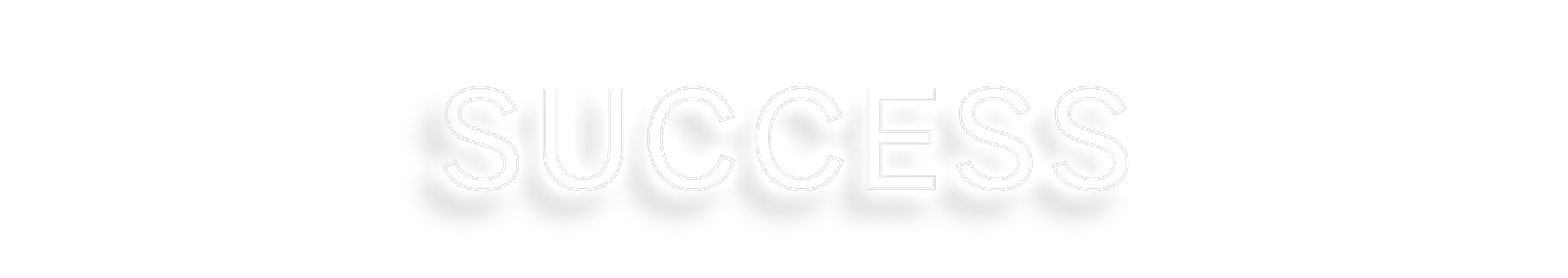 The word 'SUCCESS' in large, luminous, white letters with a shadow effect.