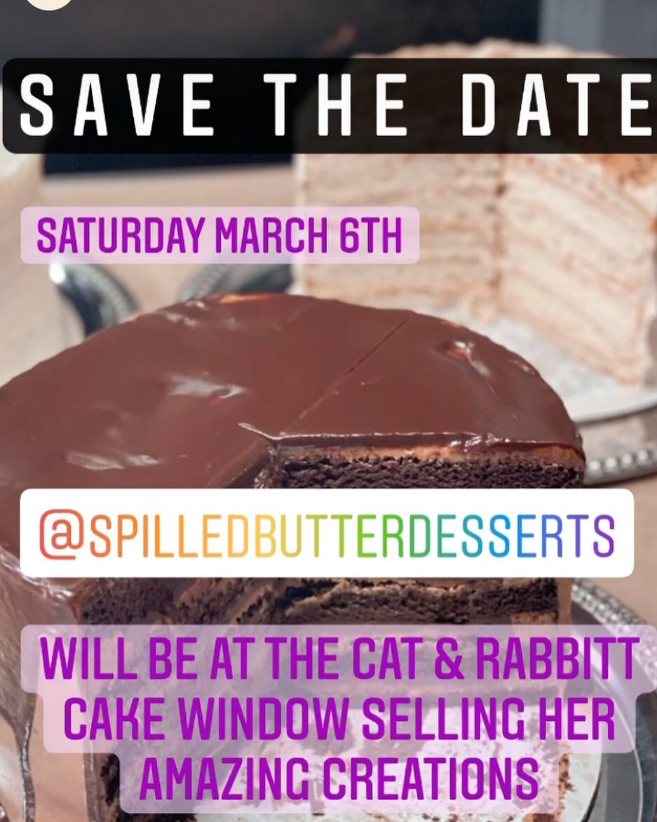 Mark your calendar&rsquo;s!! I was invited by the lovely owners of @catandrabbittcake to pop up in their cake window! March 6th from 11-4pm(or until sold out). Really excited to be invited by another great baking business, this is community and suppo