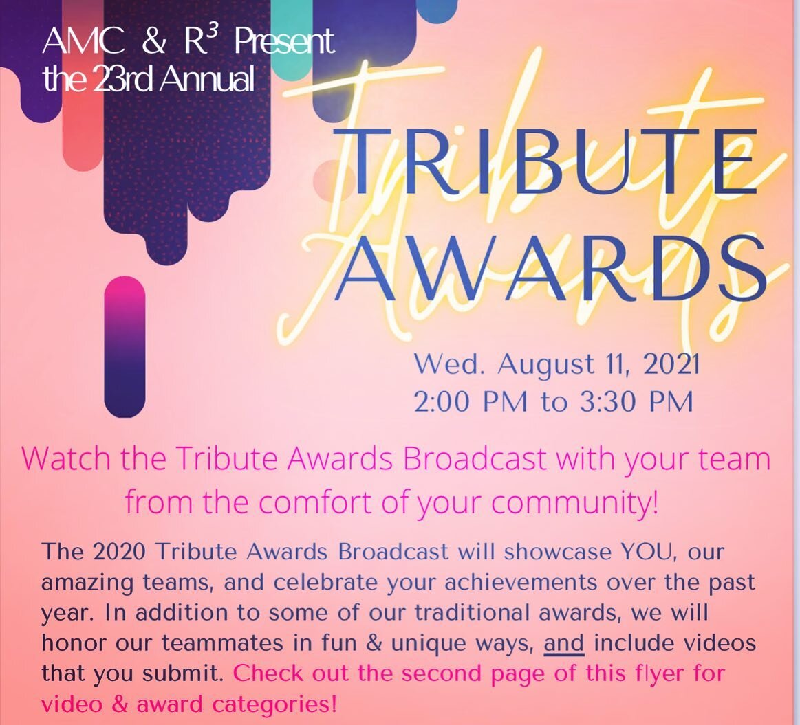 Calling All Team Members! Submit Team Videos to be A Part of the 2021 Tribute Awards Broadcast airing Wednesday, August 11th at 2:00pm!
 
Deadline to submit videos &amp; nominations is Friday, June 4th. Link in bio to upload videos! Scan QR code to c