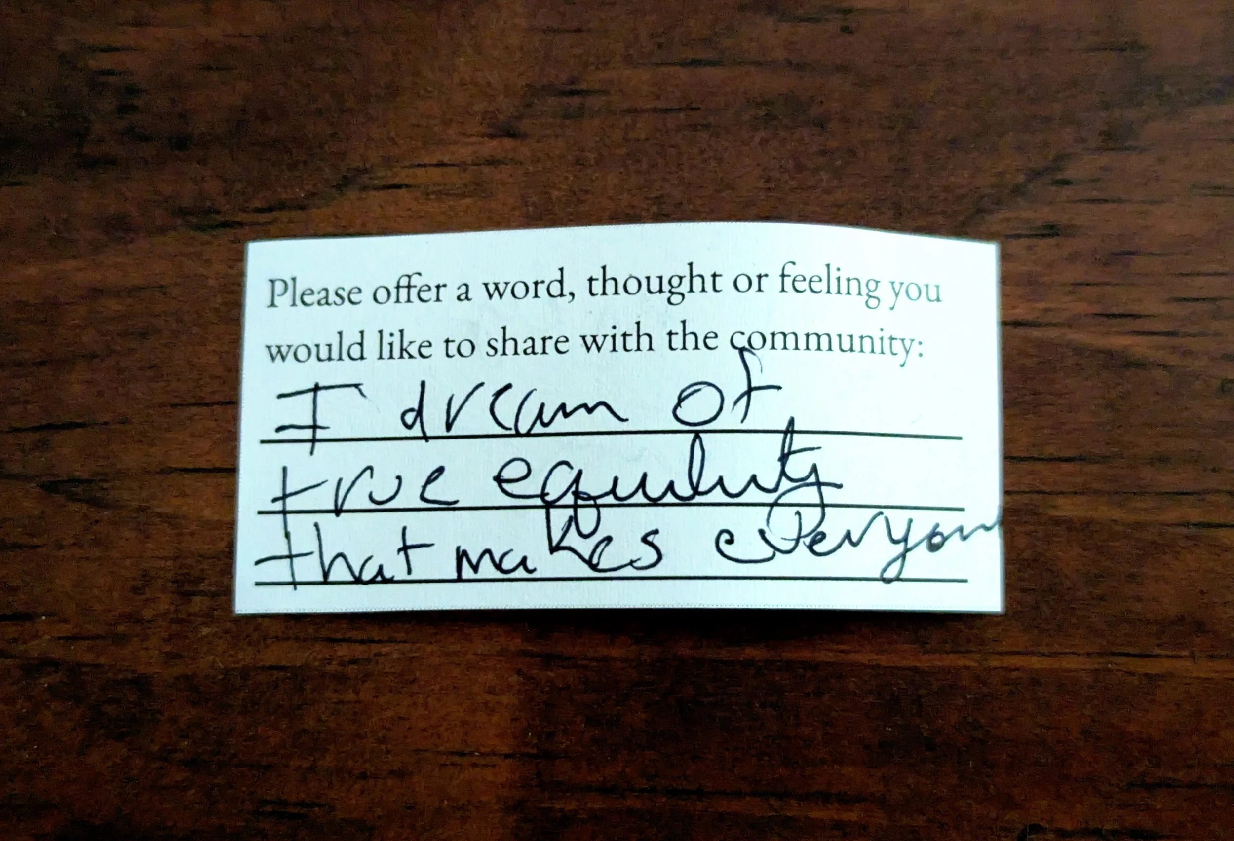 Offering 077a - "I dream of true equality that makes everyone - "
