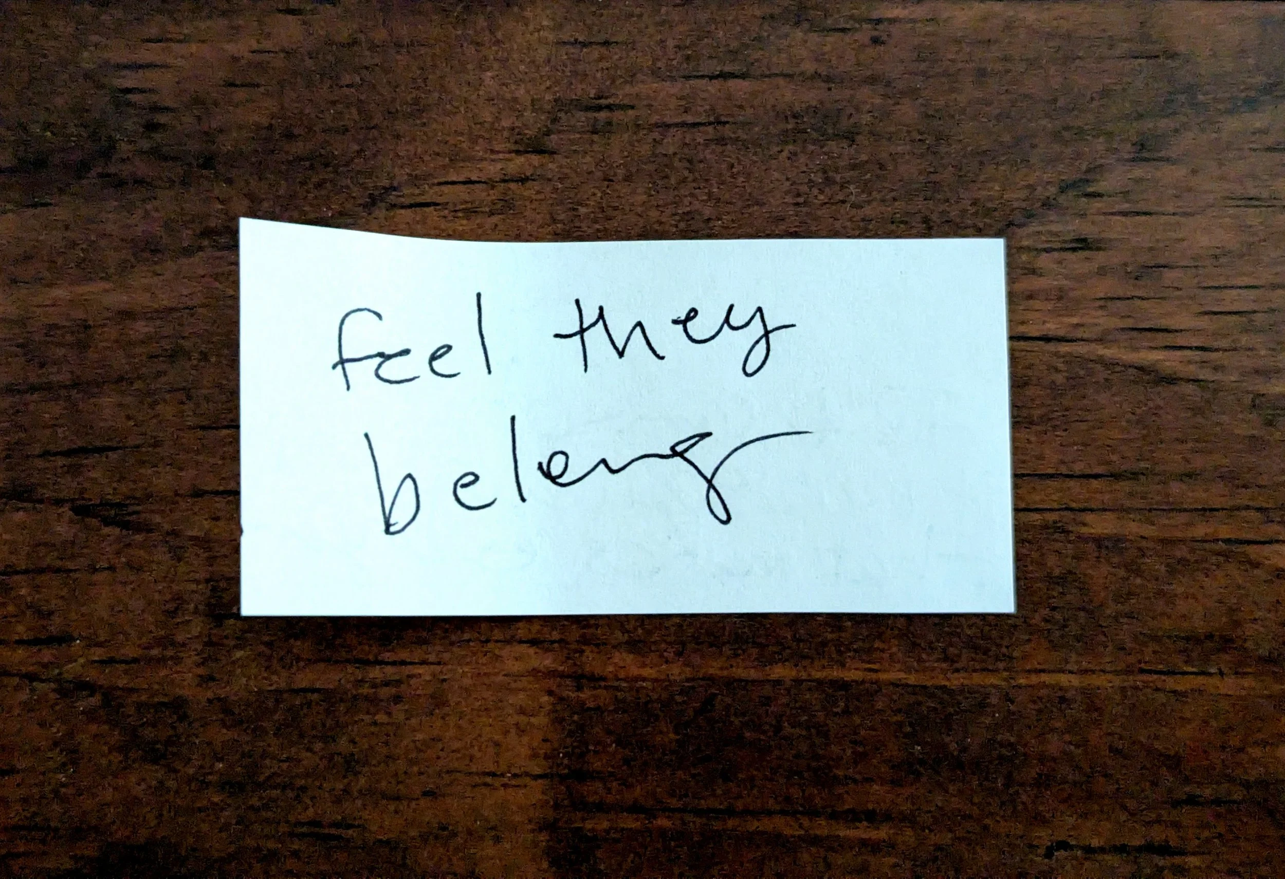Offering 077b - "feel they belong"