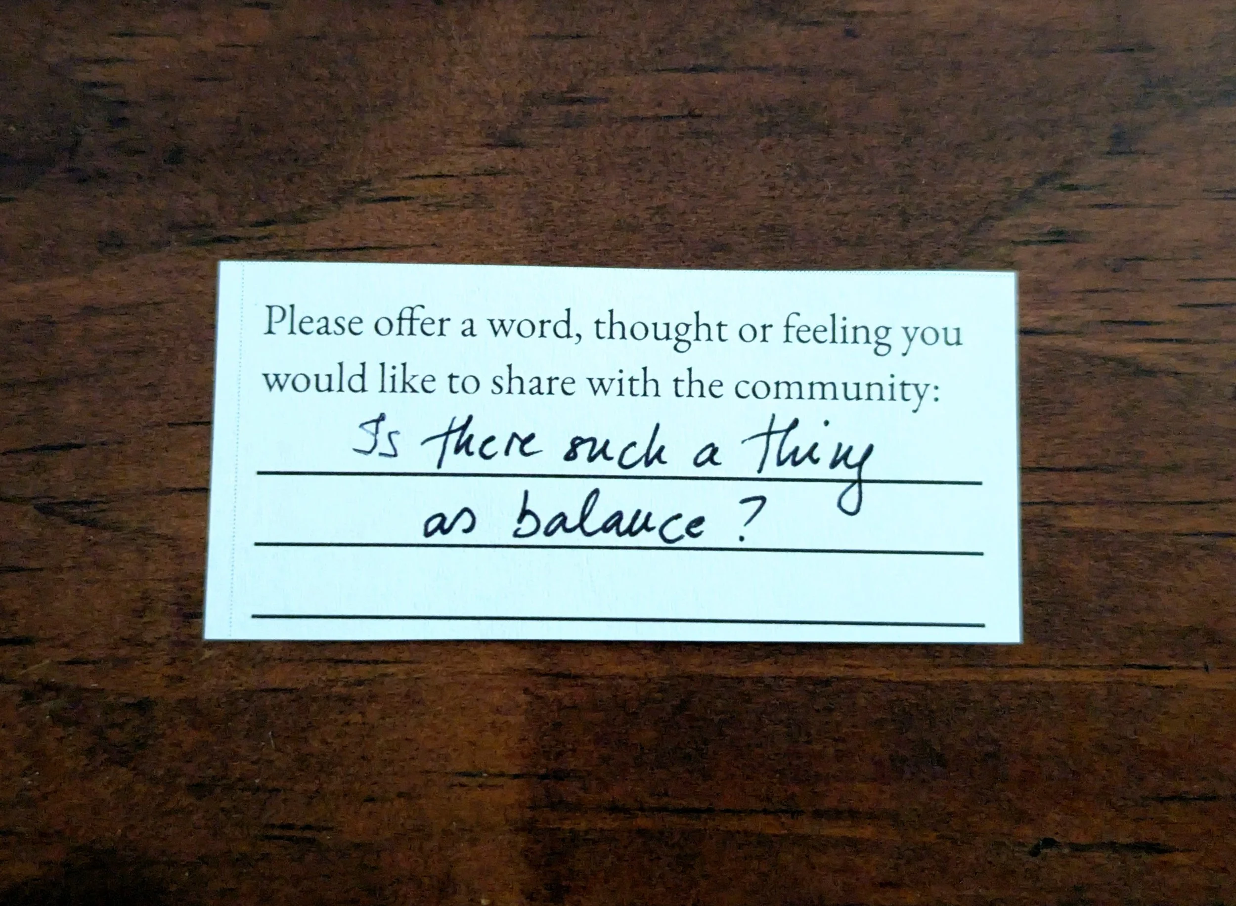 Offering 049 - Is there a such thing as balance?"