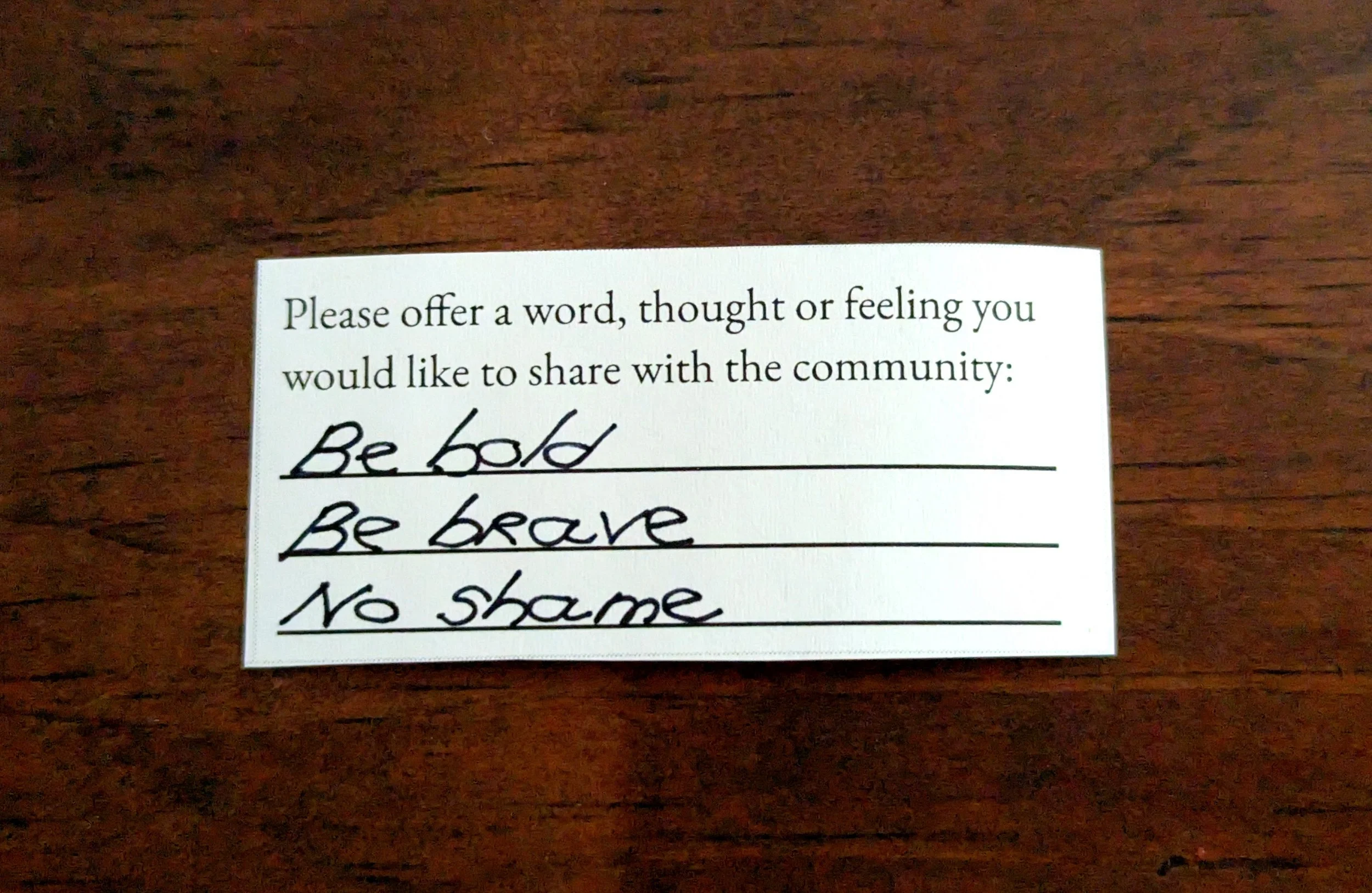 Offering 038 - "Be bold Be brave No shame"