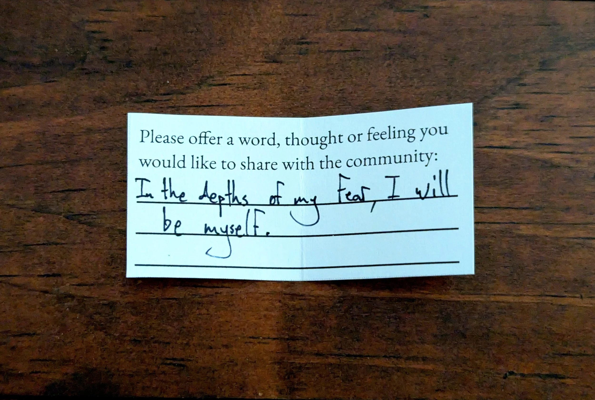 Offering 062 - "In the depths of my fear, I will be myself."