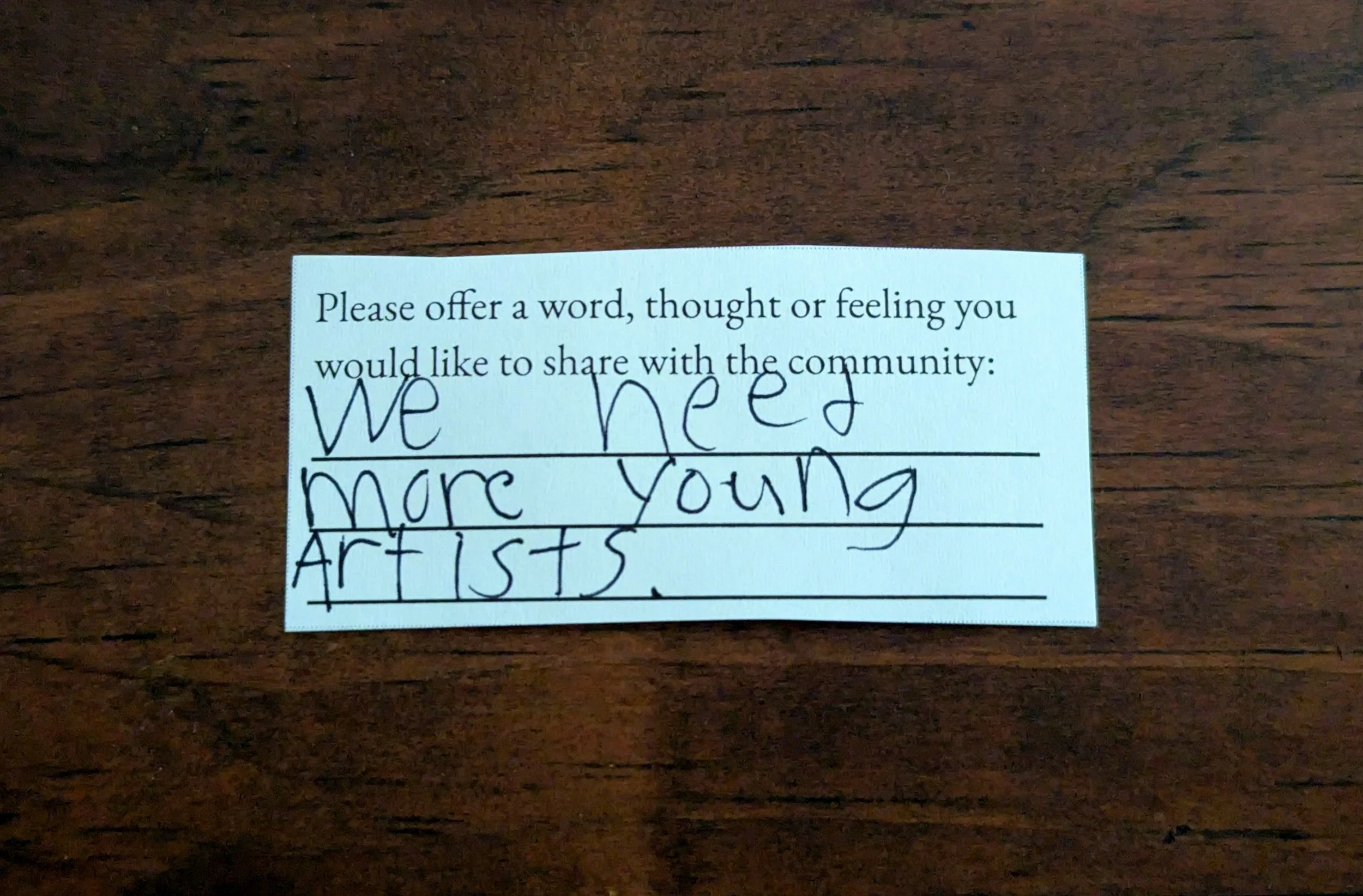 Offering 058 - "We need more young artists."