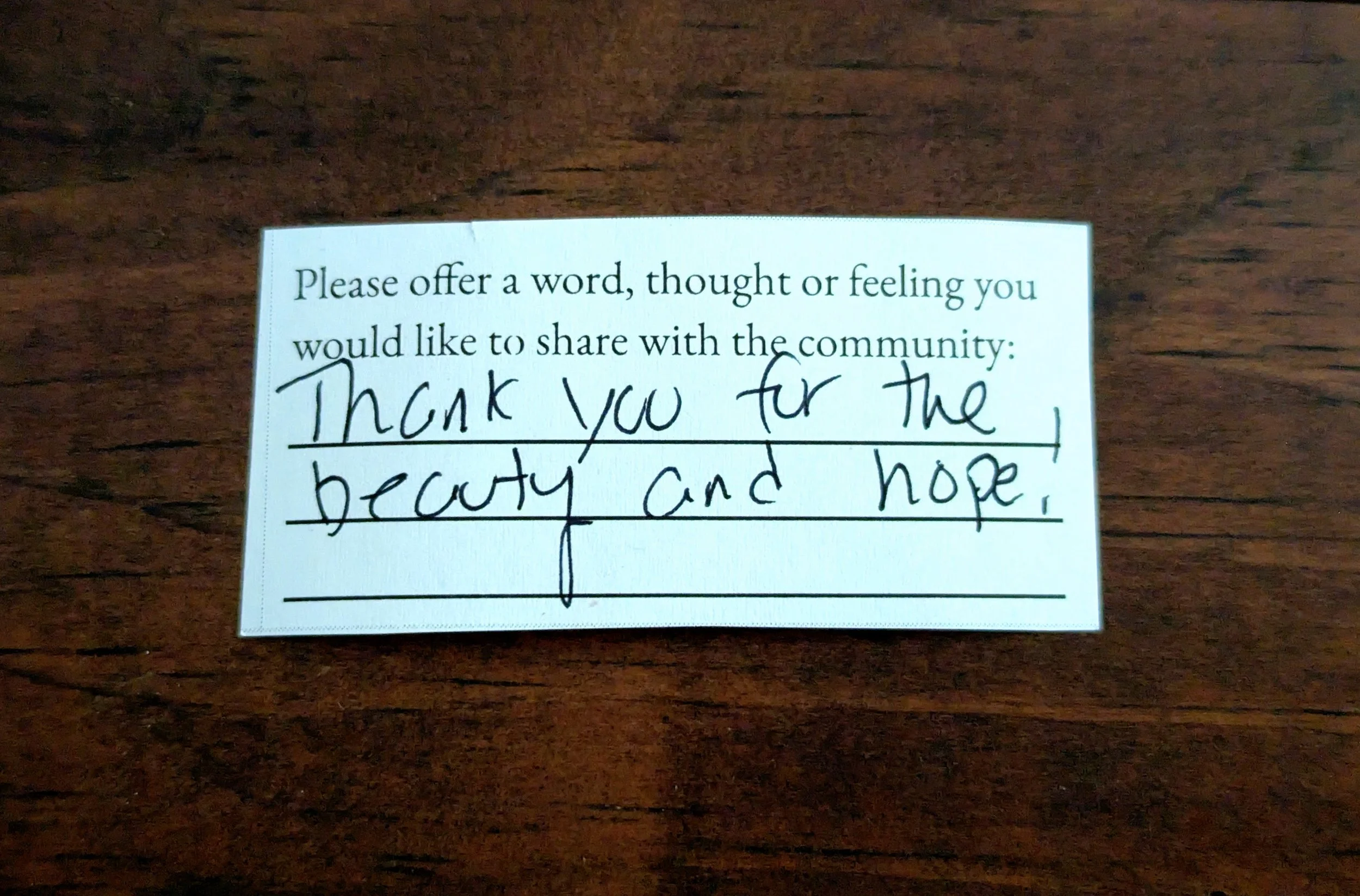 Offering 076 - "Thank you for the beauty and hope!"