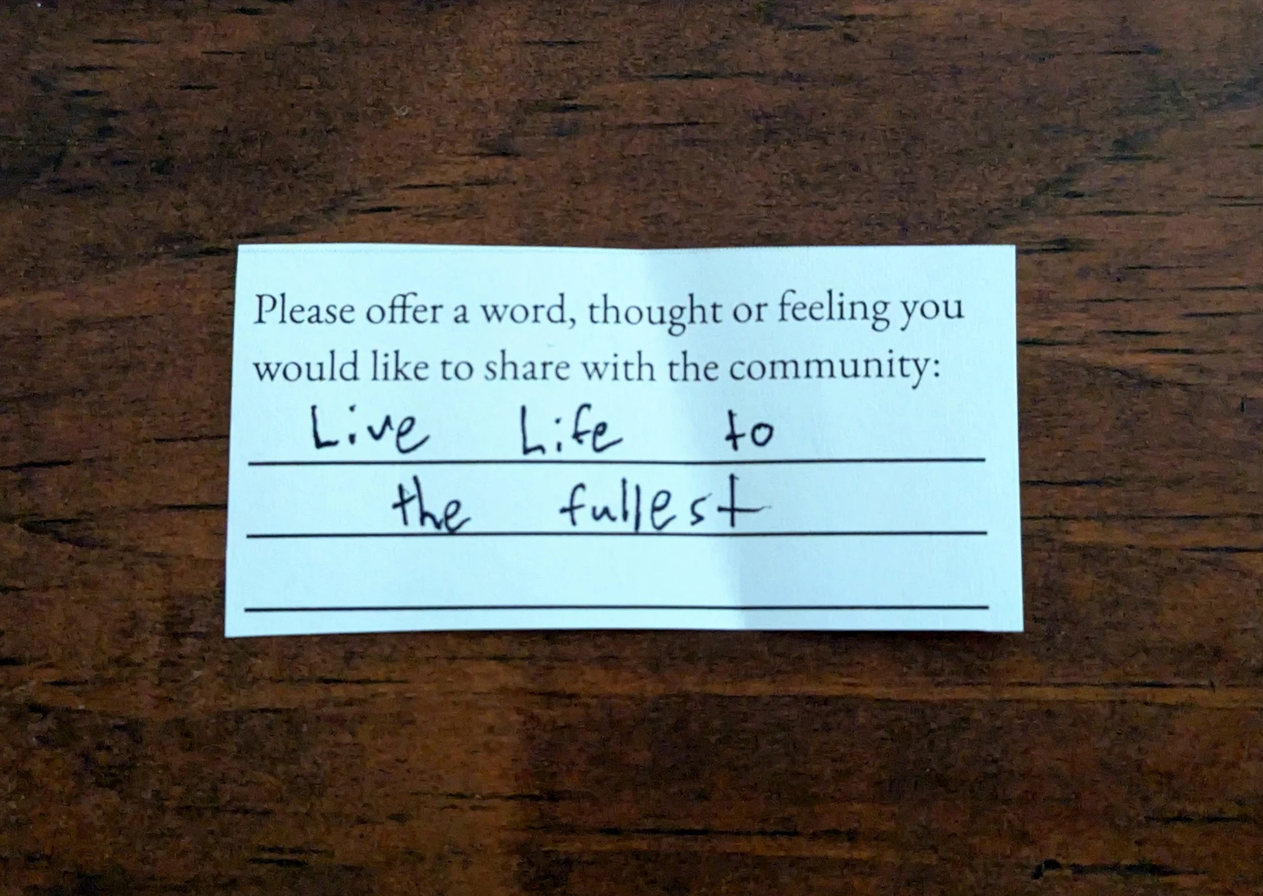 Offering 034 - "Live Life to the fullest"