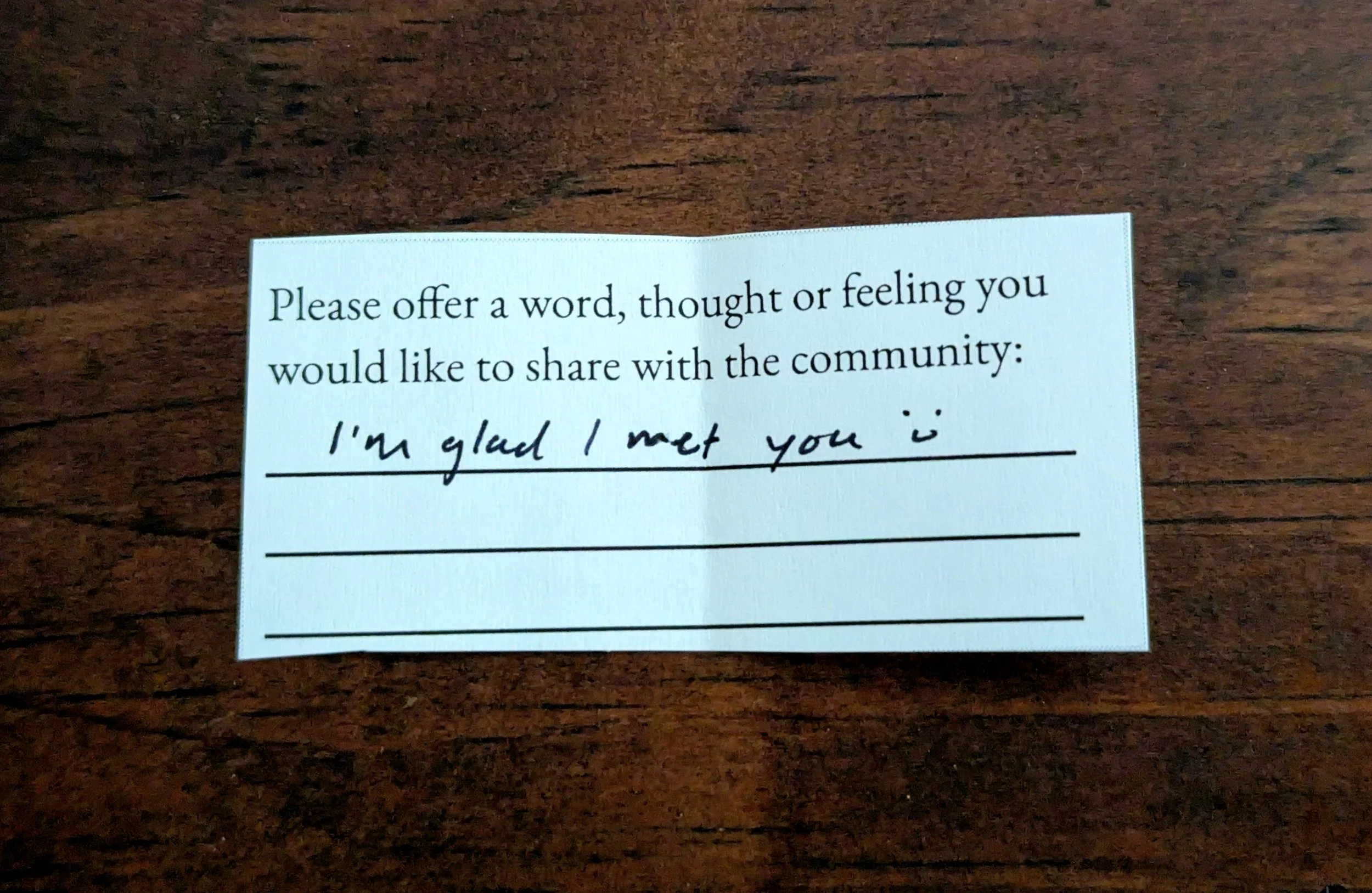 Offering 054 - "I'm glad I met you"