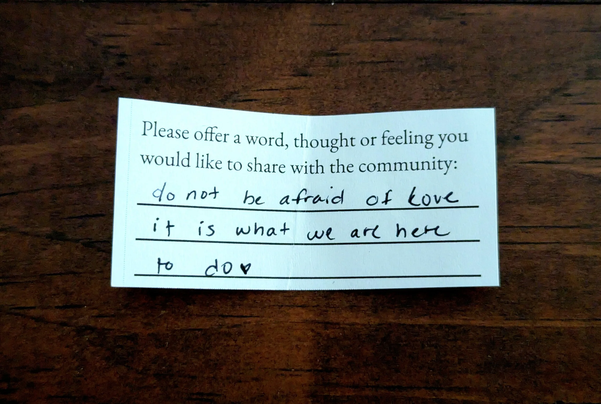 Offering 075 - "do not be afraid of love it is what we are here to do"