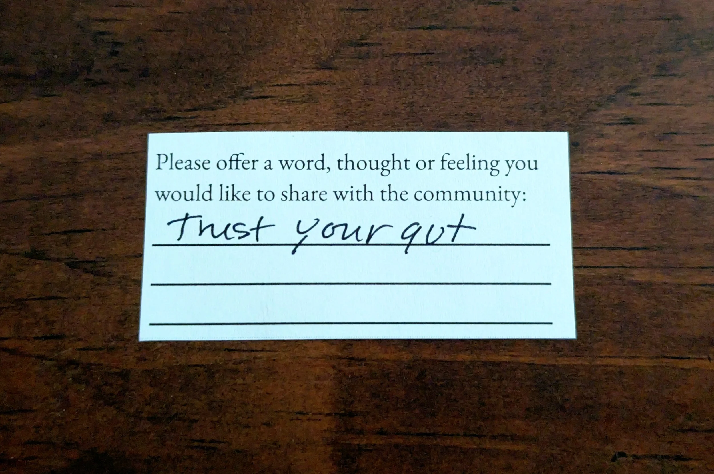 Offering 057 - "Trust your gut"