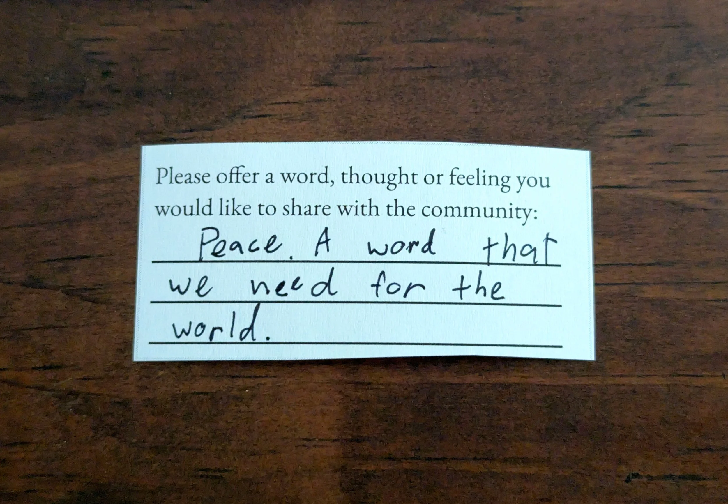 Offering 056 - "Peace. A word that we need for the world."