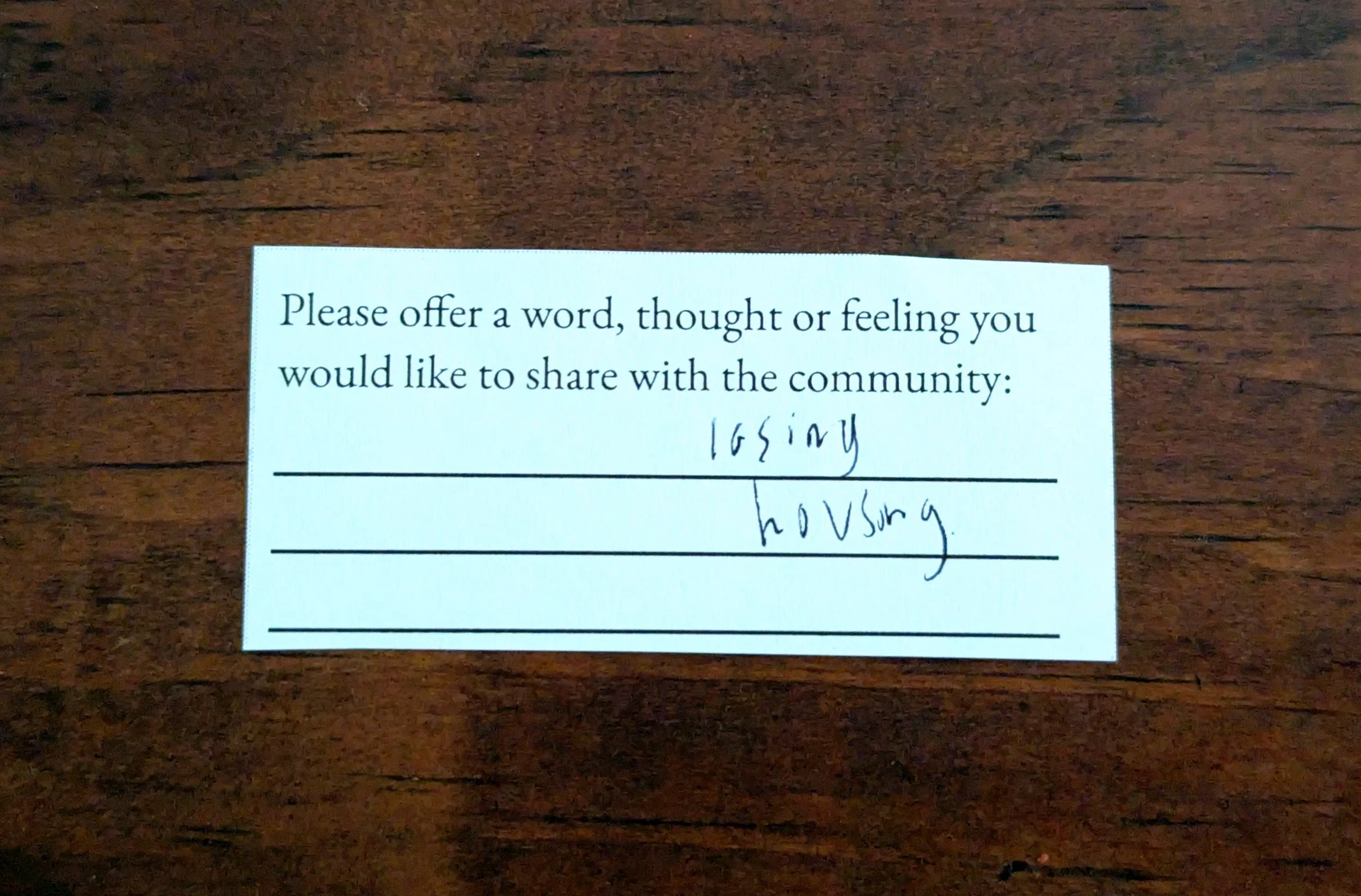 Offering 039 - "losing housing"