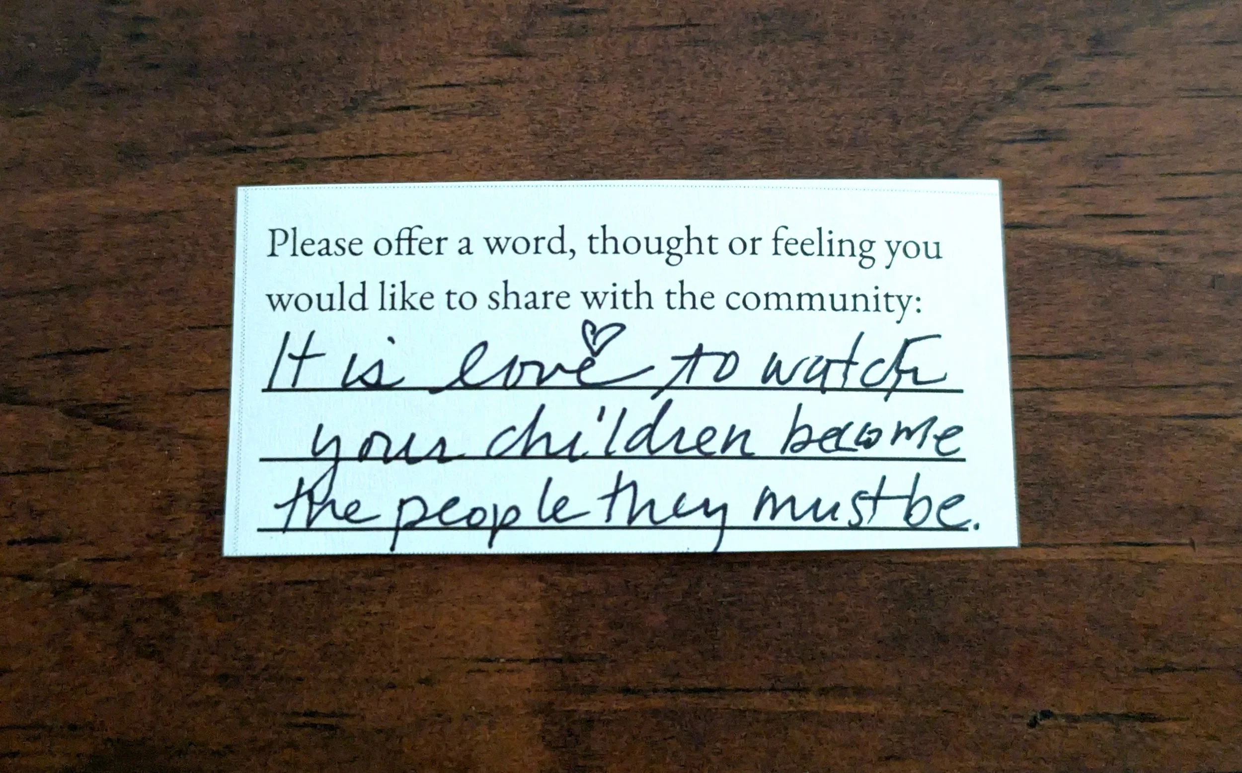 Offering 004 - "It is love to watch your children become the people they must be."
