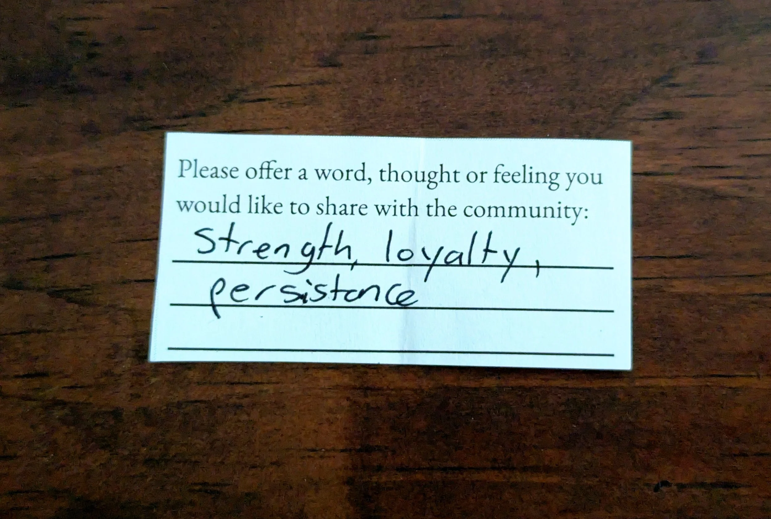 Offering 082 - "strength, loyalty, persistence"