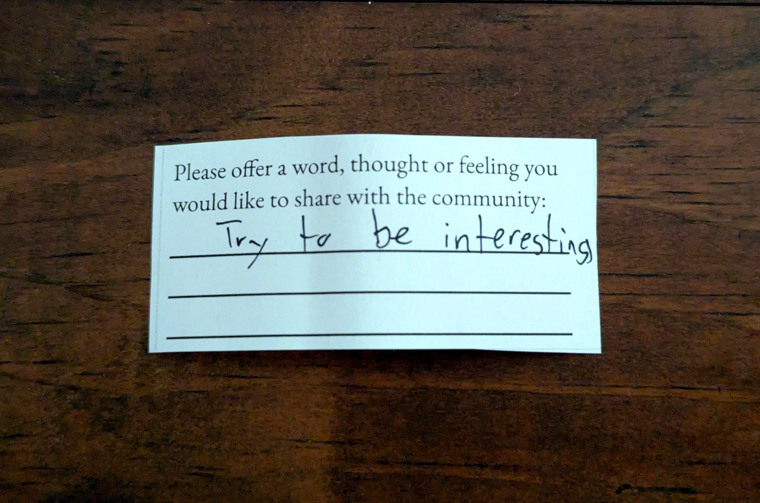 Offering 093 - "Try to be interesting"