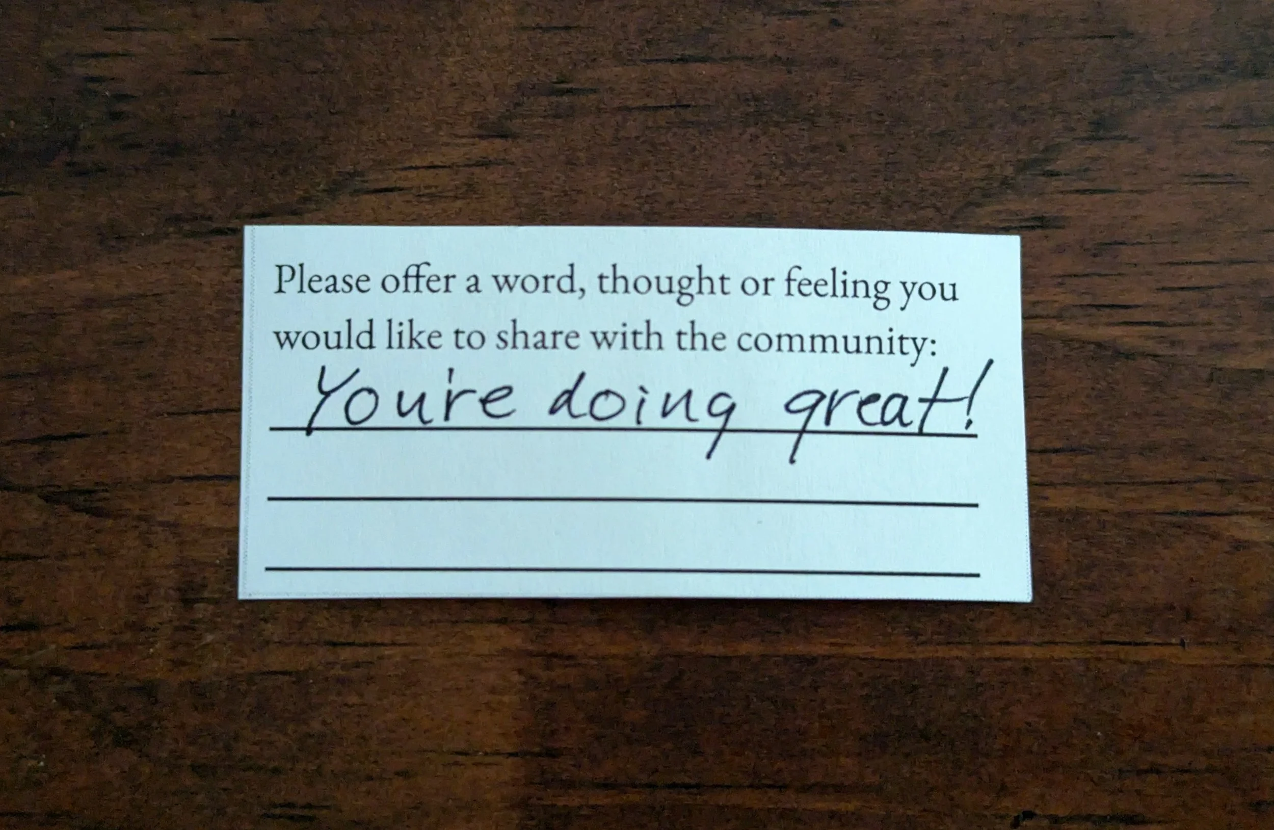 Offering 020 - "You're doing great!"