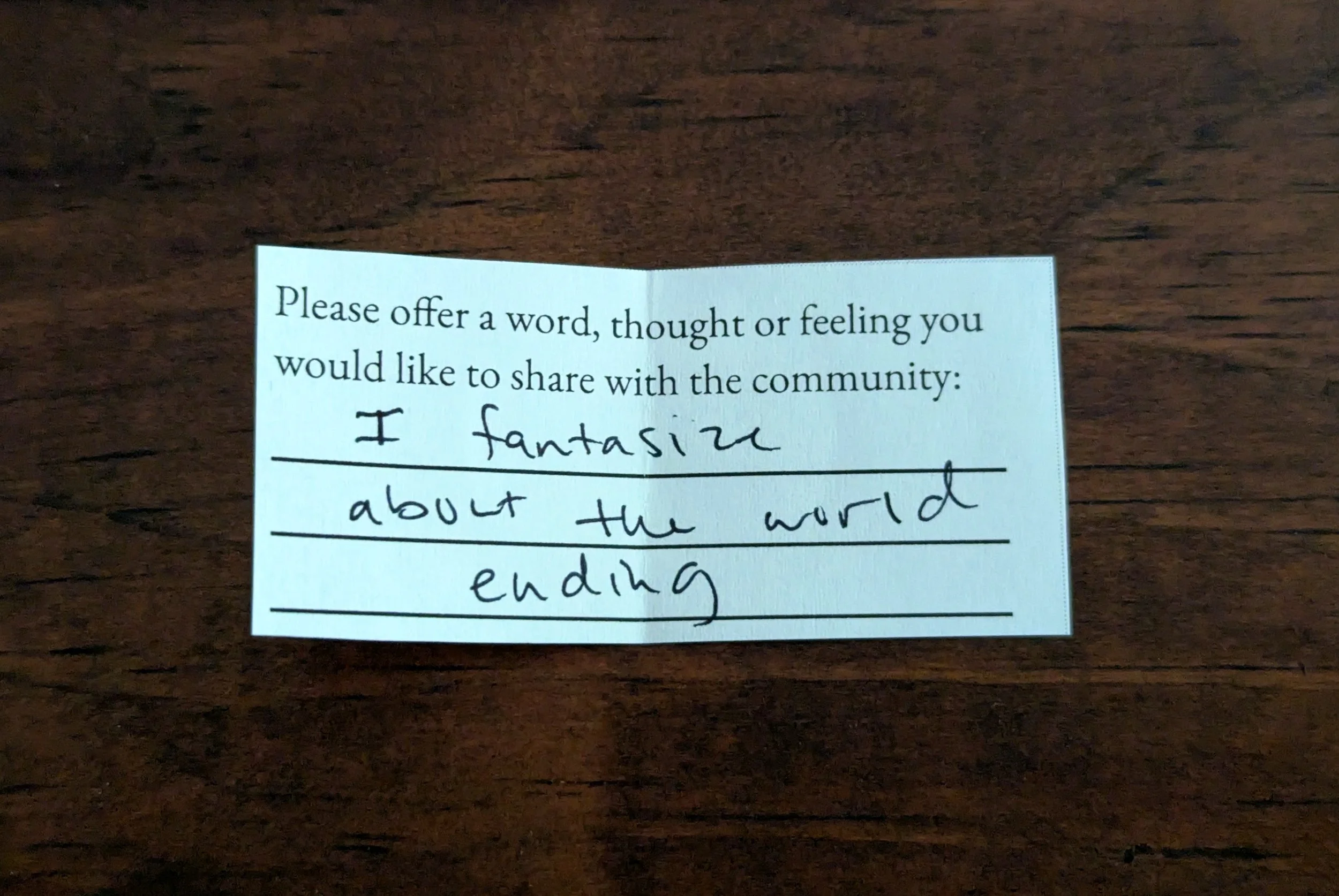 Offering 067 - "I fantasize about the world ending"