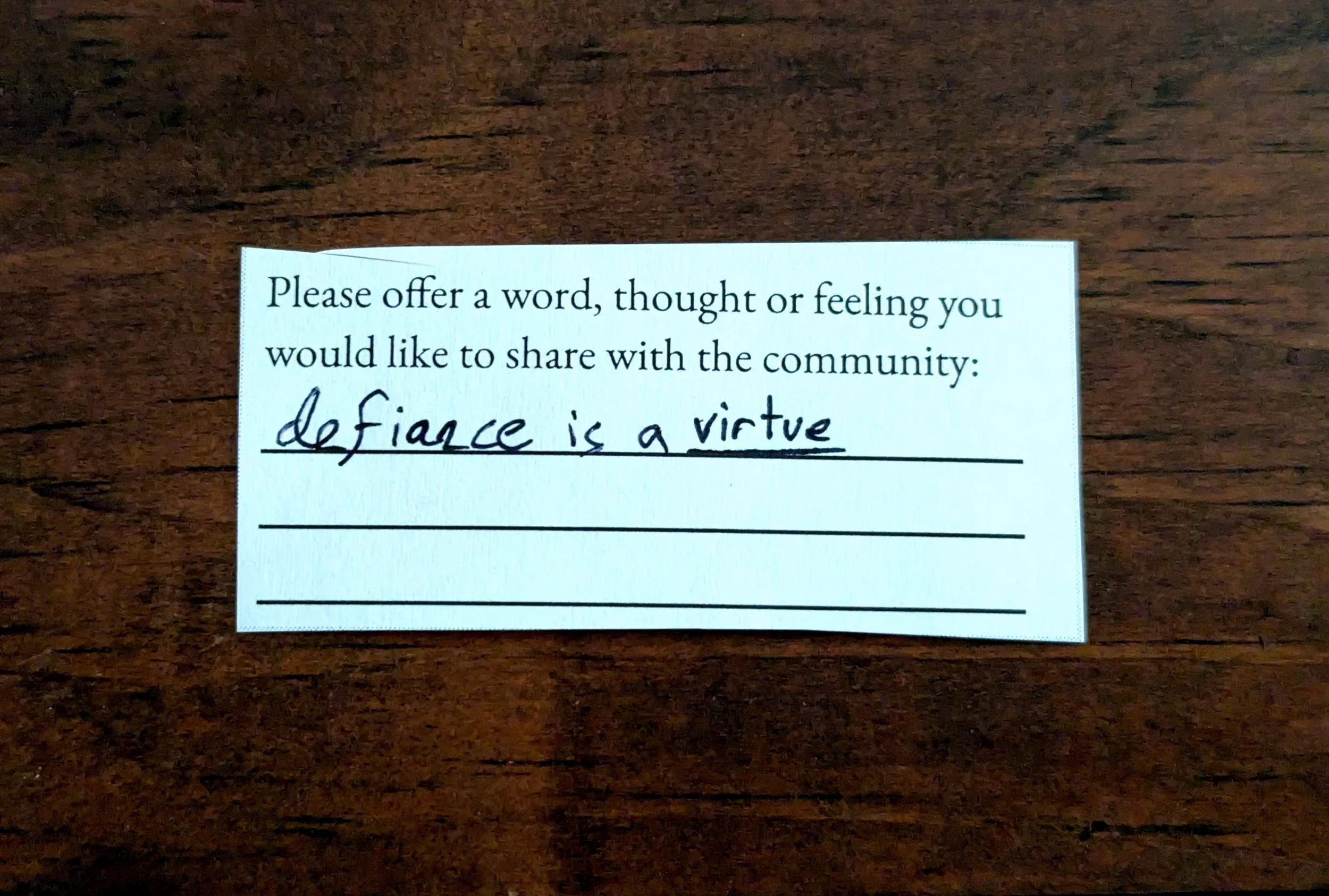 Offering 031 - "defiance is a virtue"