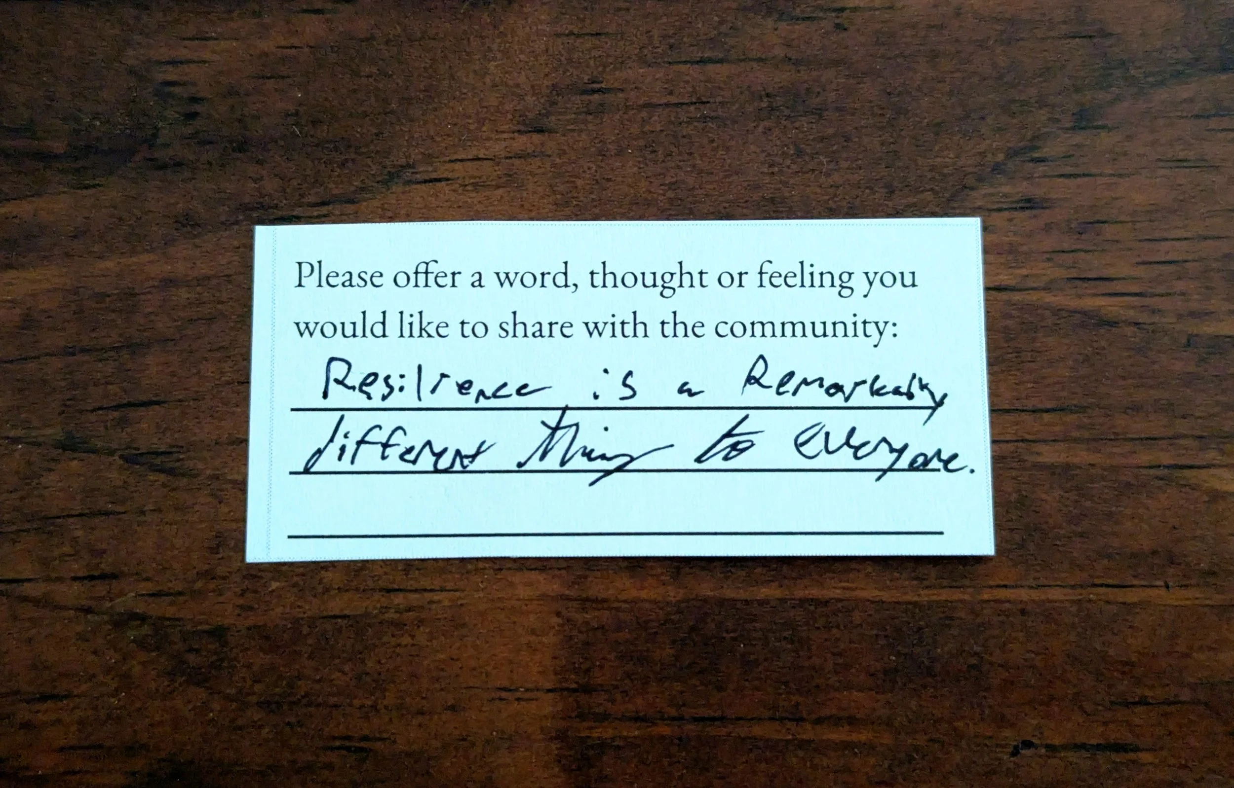 Offering 085 - "Resilience is a Remarkably different thing to everyone."