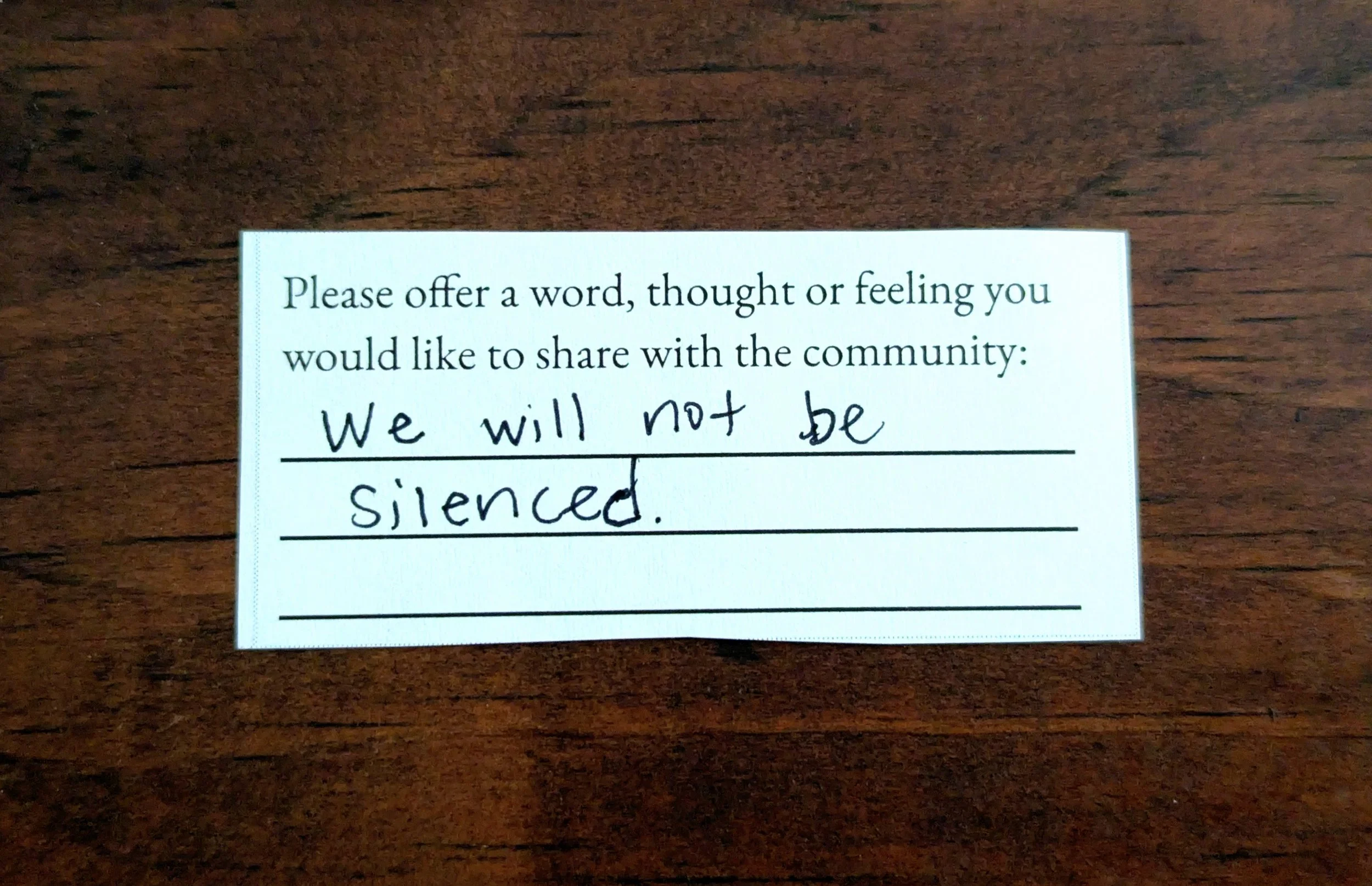 Offering 013 - "We will not be silenced."