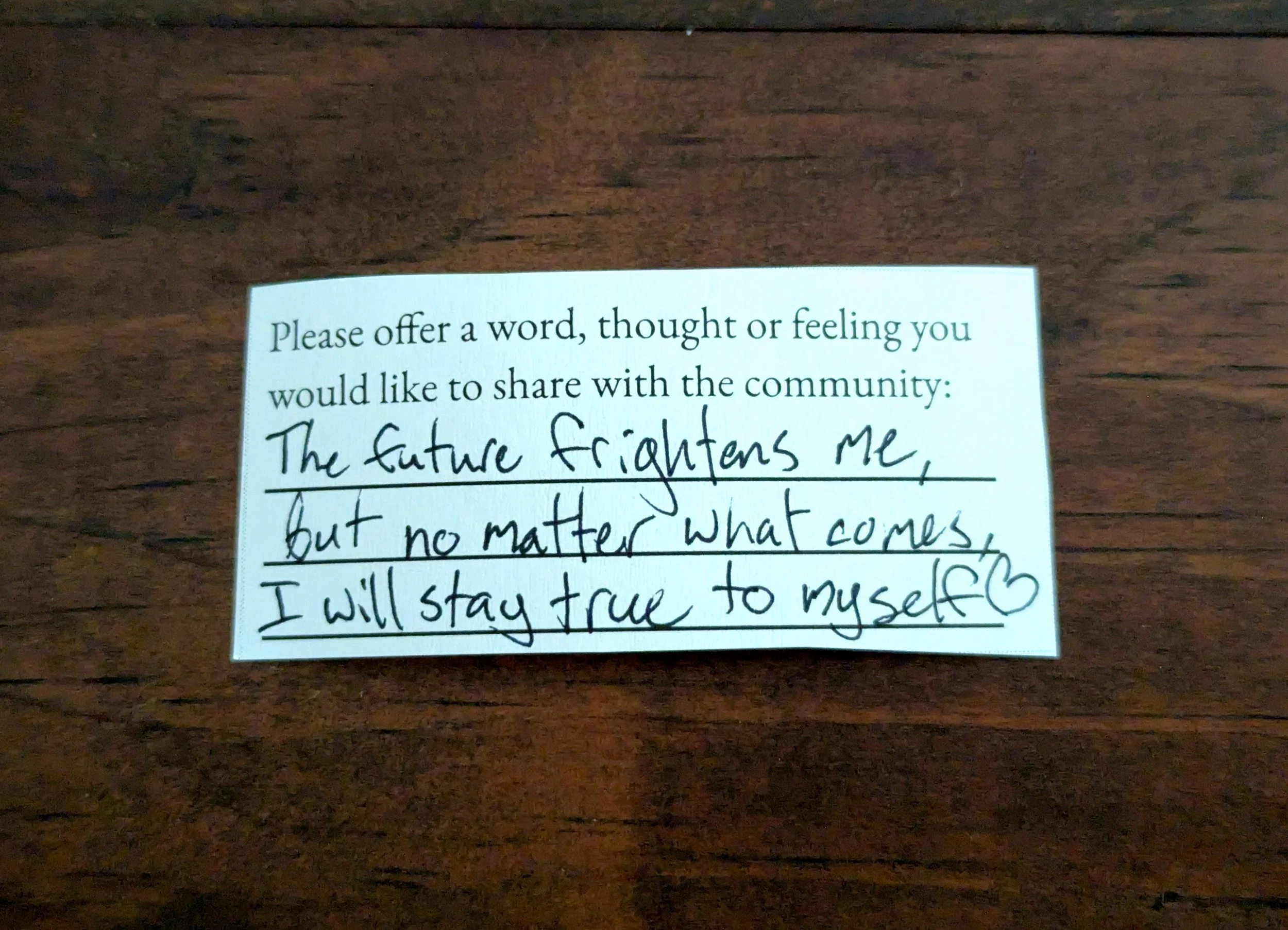 Offering 105 - "The future frightens me, But no matter what comes, I will stay true to myself."