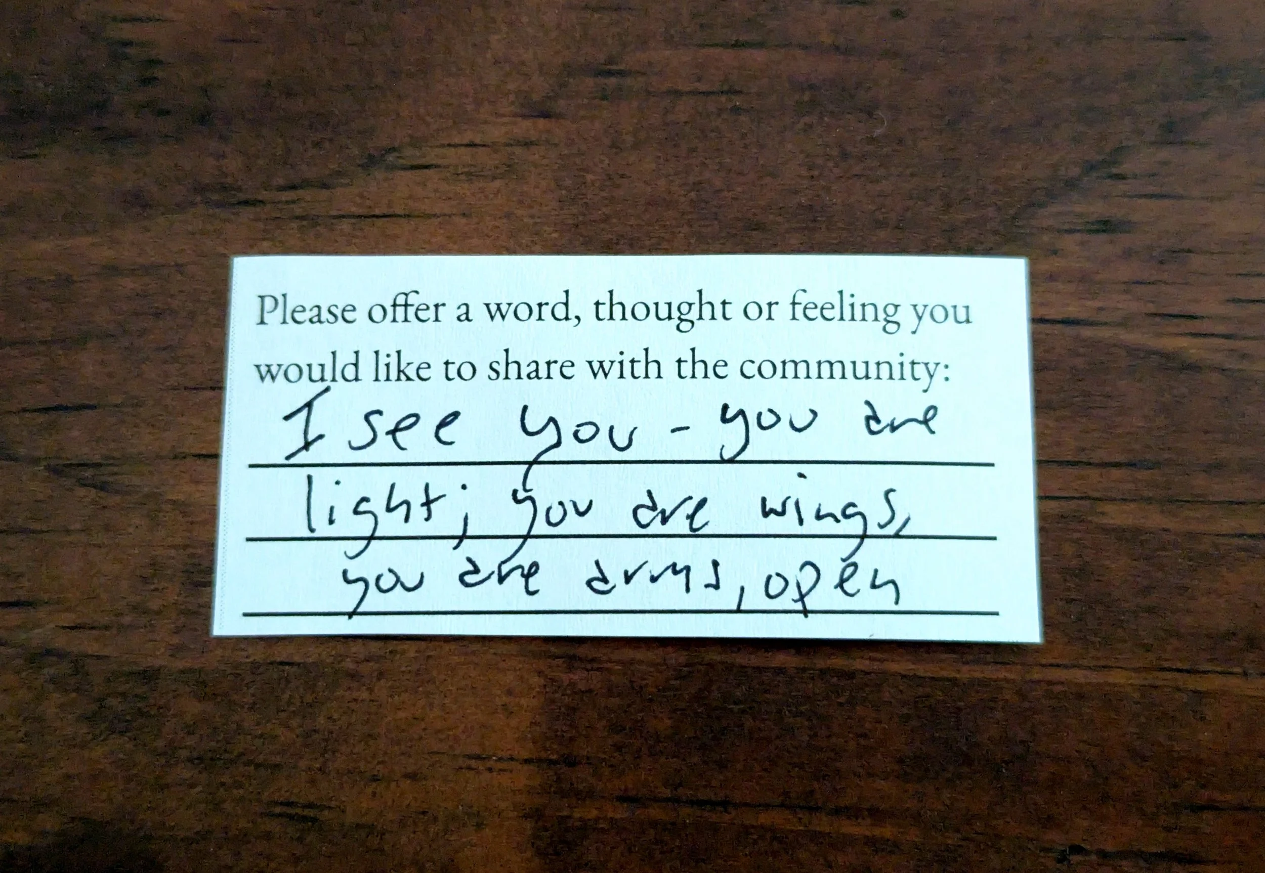 Offering 101 - "I see you - you are light; you are wings, you are arms, open"