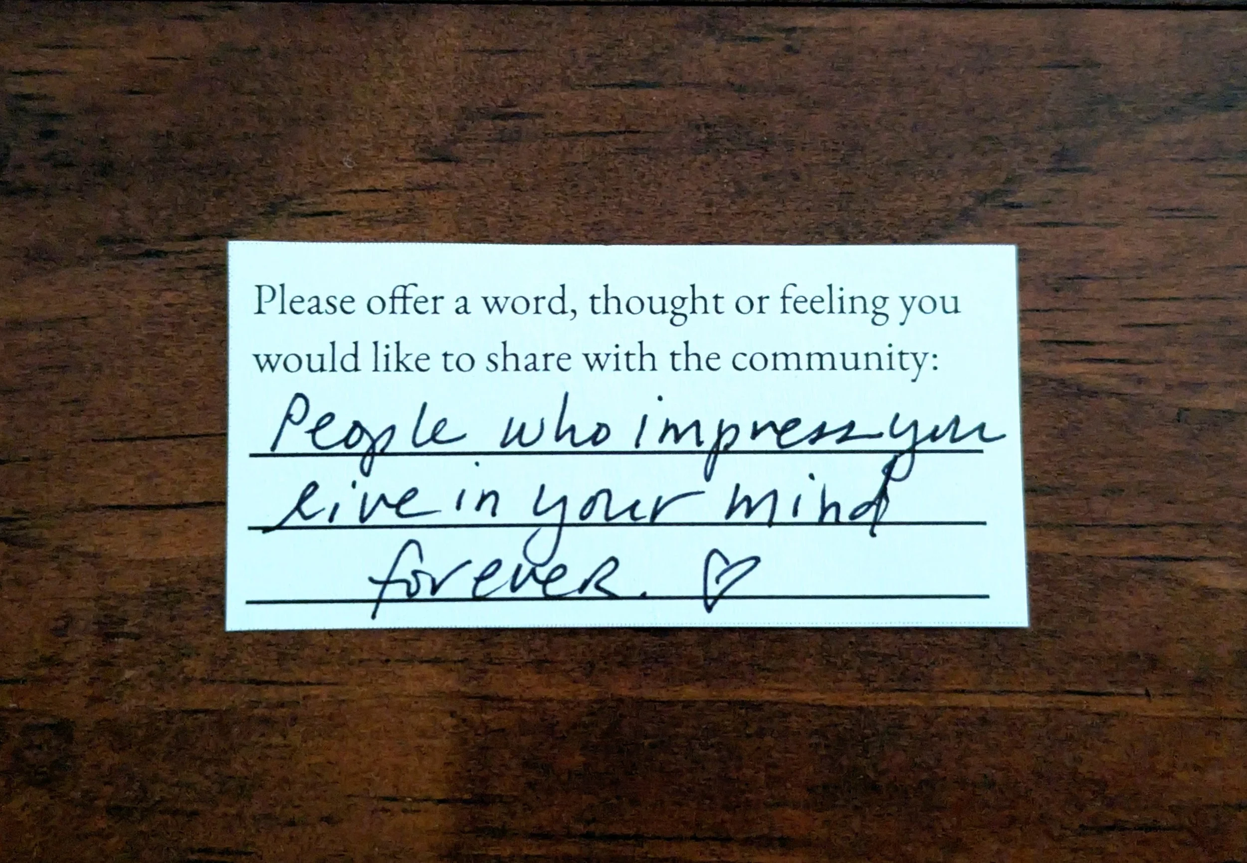 Offering 035 - "People who impress you live in your mind forever."