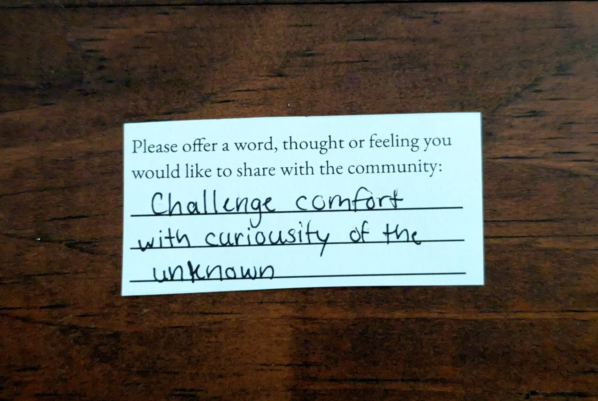 Offering 051 - "Challenge comfort with curiosity of the unknown
