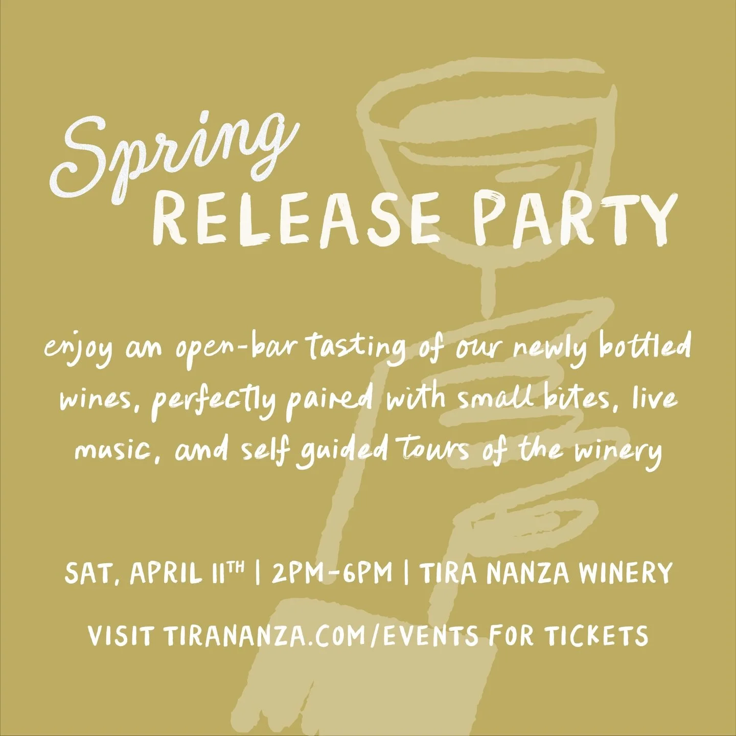 The best time of the year is almost here! Spring at the winery means new wines in bottle, vineyards coming back to life, and the chance to finally share our new releases with you! 

Join us for our Spring Release Party on Saturday, April 11th ✨ Ticke