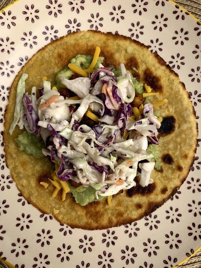Chickpea Avocado Tacos with Spicy Lime Slaw
